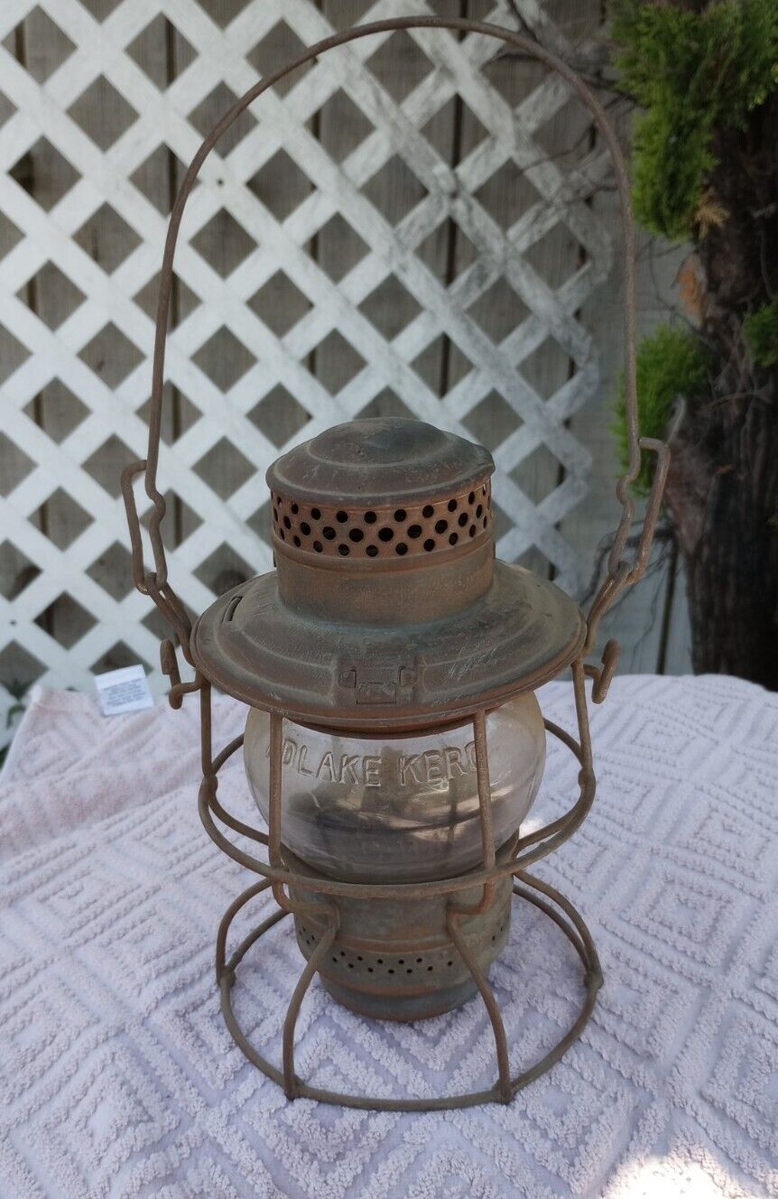 Antique I.C.R.R. Adlake Etched Globe. Adams Westlake Lantern