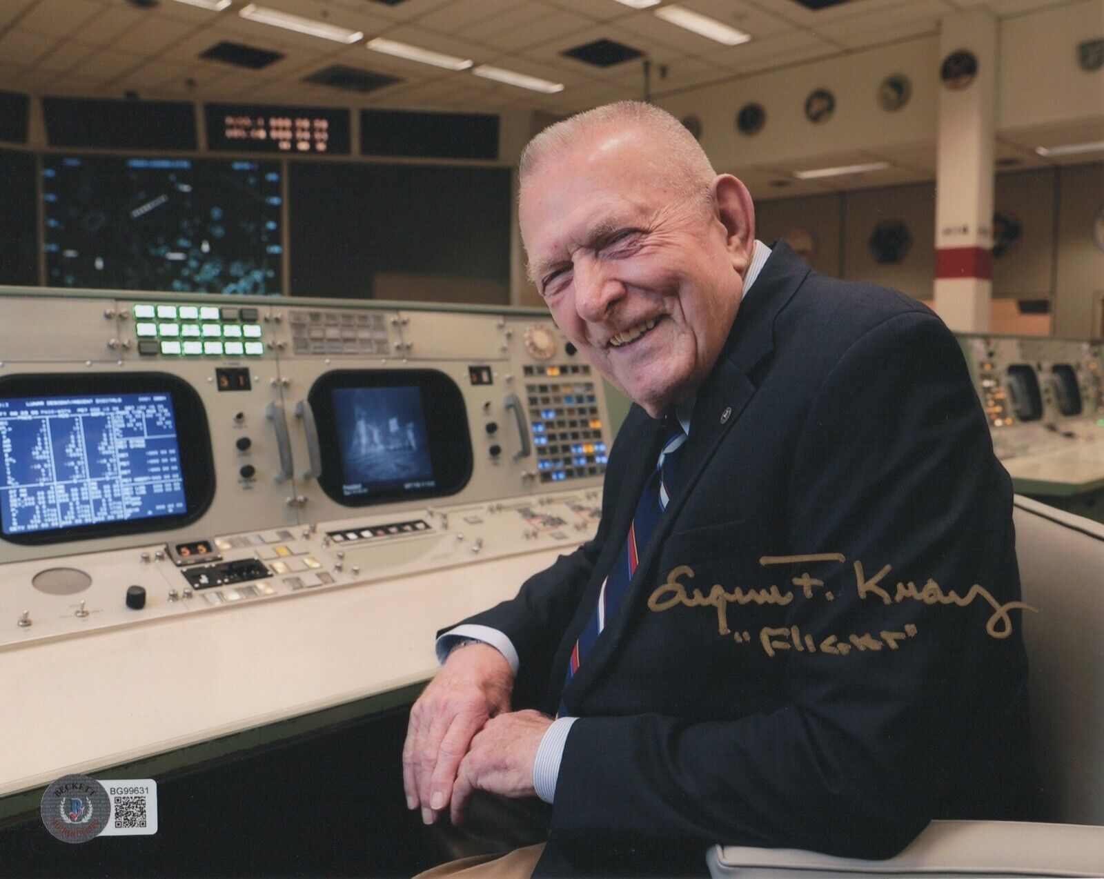 Eugene GENE Kranz Autographed Signed APOLLO 13 Flight 8x10 Photo NASA BAS COA