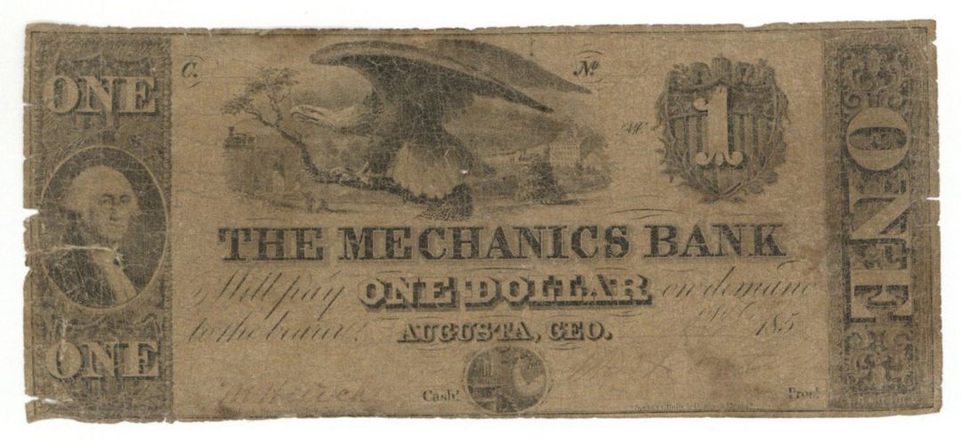 The Mechanics Bank $1 - Obsolete Notes - Paper Money - US - Obsolete