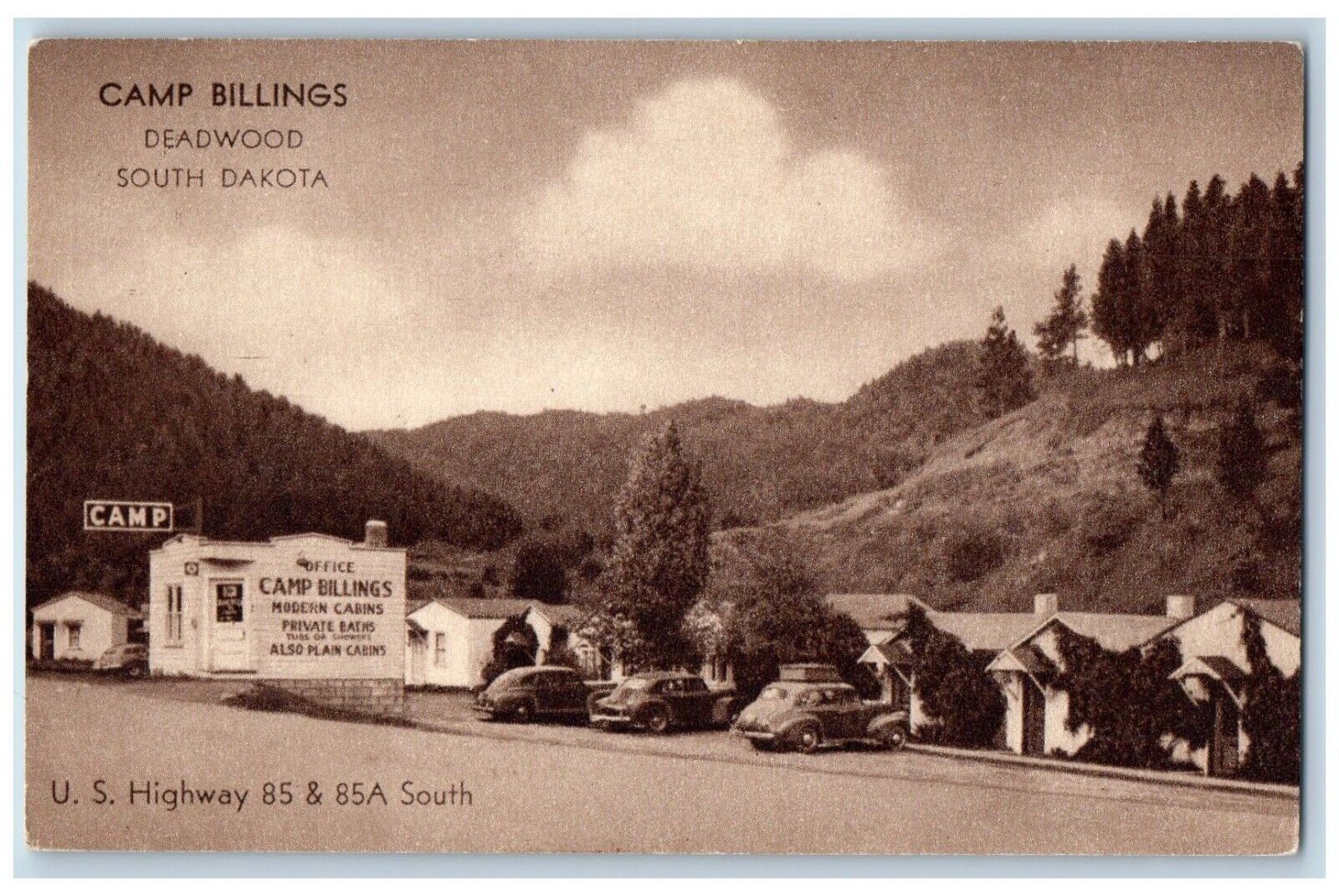 Deadwood South Dakota Postcard Camp Billings Exterior View c1940 Vintage Antique