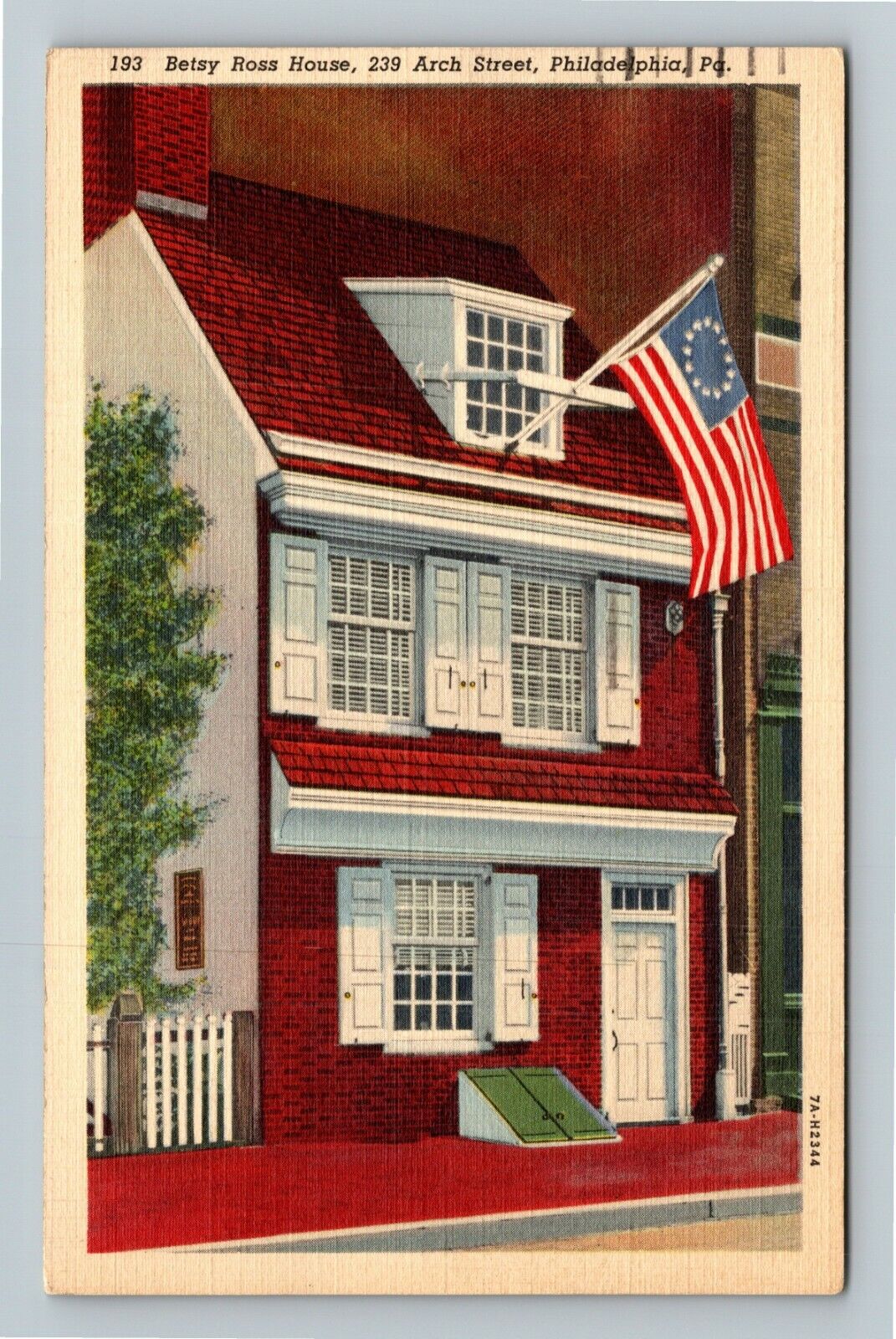 Philadelphia PA-Pennsylvania Betsy Ross House c1938 Vintage Souvenir Postcard