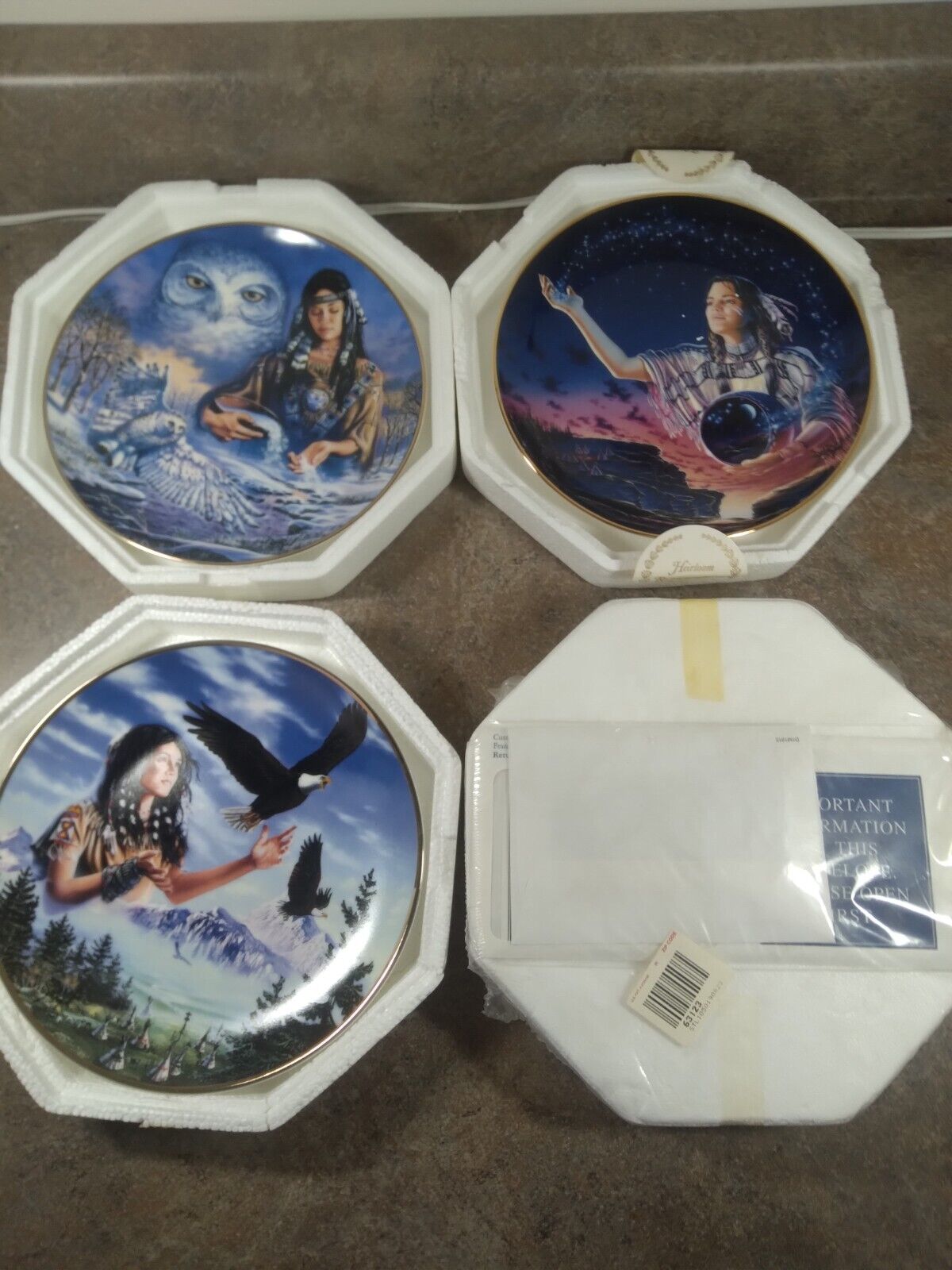 Lot of 4 Franklin Mint Native American Commemorative Plates Lot L