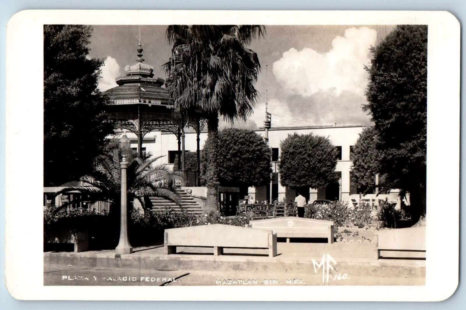 Mazatlan Sinaloa Mexico Postcard Plaza and Federal Palace c1950's RPPC Photo