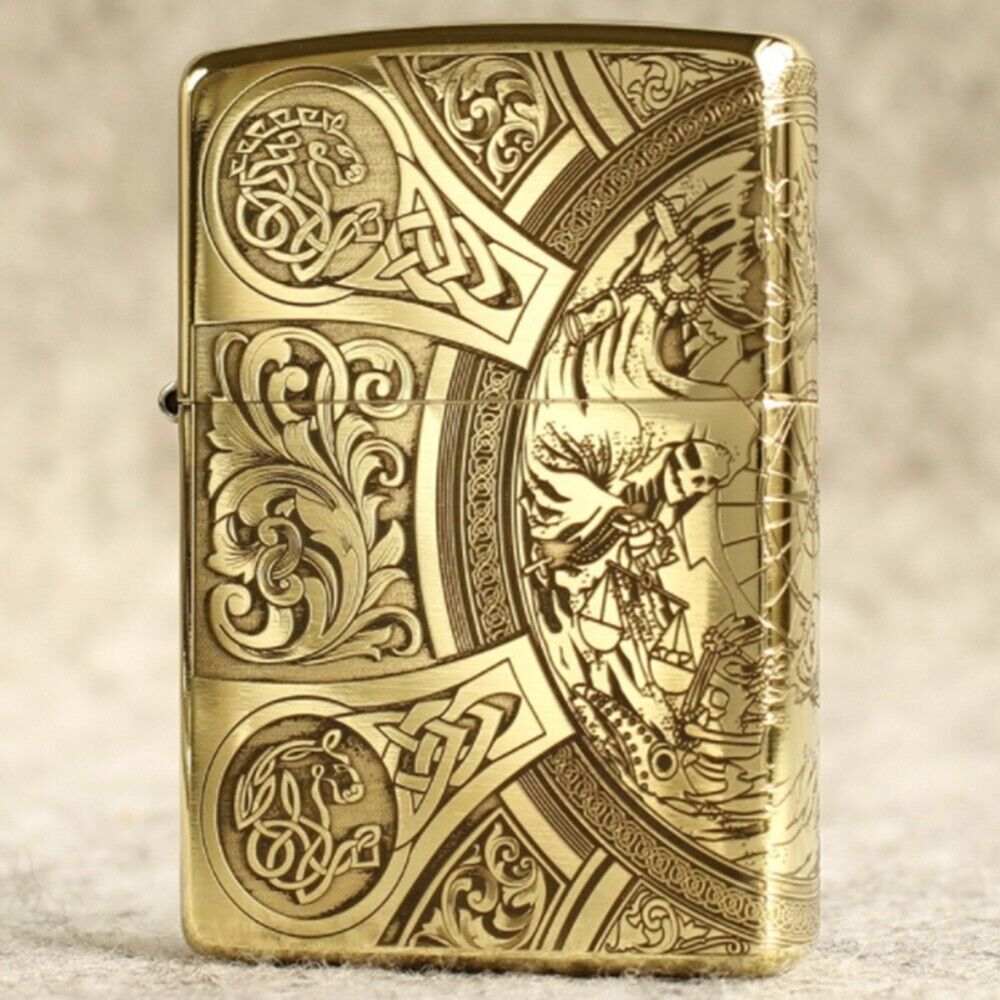 Zippo lighter 204B Classic Four Knights of Apocalypse 4 sides Carve Free 3 Gifts