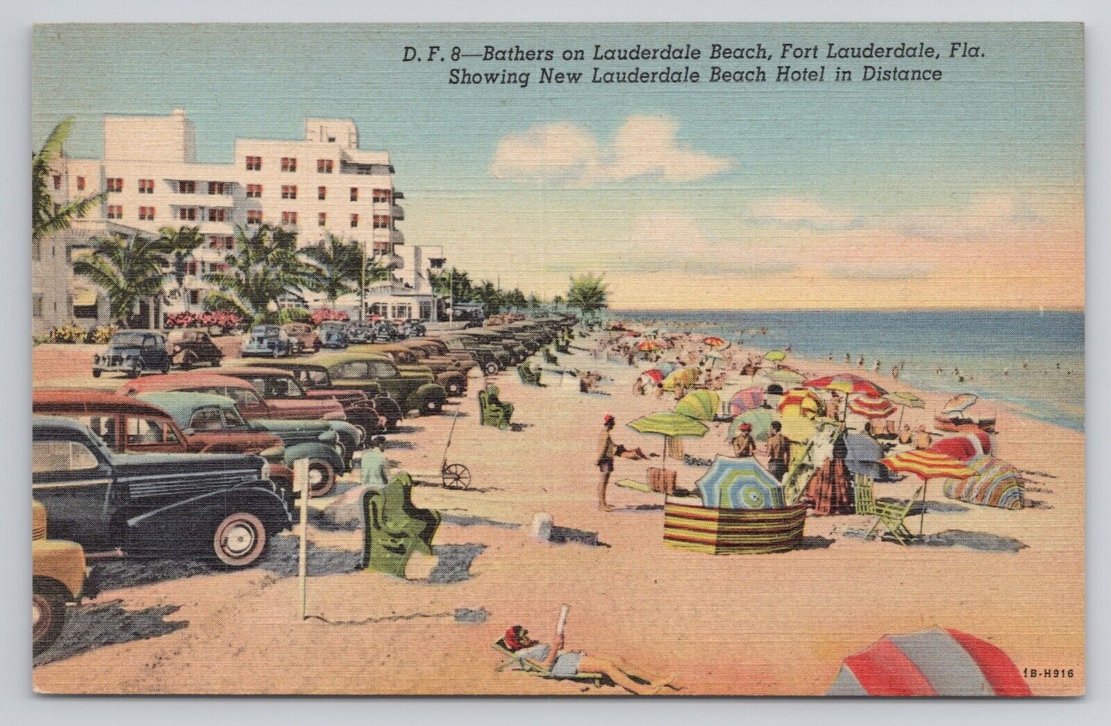 Bathers on Lauderdale Beach Fort Lauderdale Florida Linen Postcard No 5881