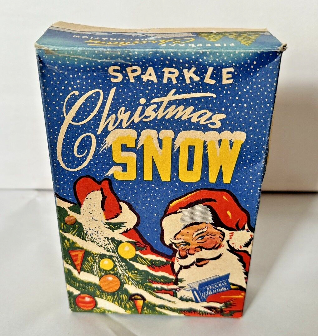 Vintage Sparkle Christmas Snow in Original Box w/ Santa Claus Ground Mica