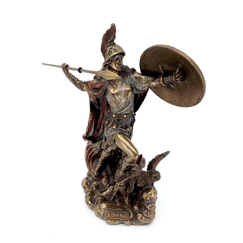 Athena Goddess of Wisdom and War in Greek Mythology Statue Bronze Color Figurine