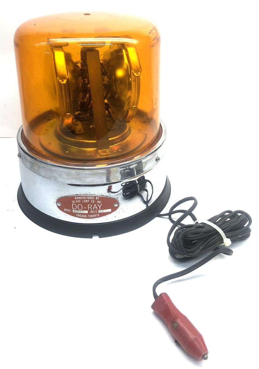 Vintage Do-Ray Model 4002 Emergency Warning Amber Rotating Beacon Dome Light 12V
