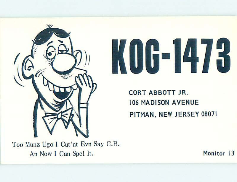 Pre-1980 RADIO CARD - Pitman - Near Glasboro & Camden & Cherry Hill NJ AH0780