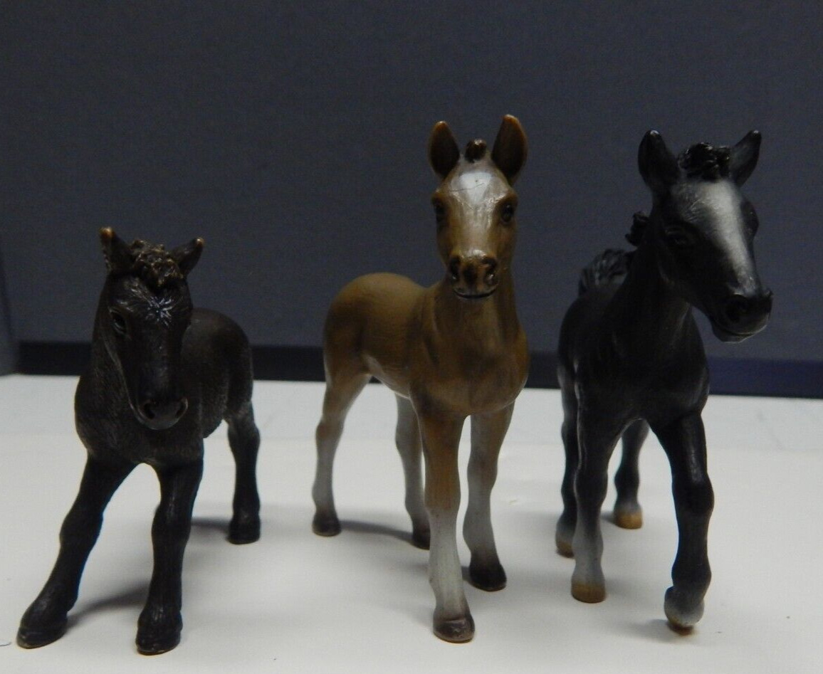 Schleich Horses Pony Foal LOT Black Brown Tan White 3\