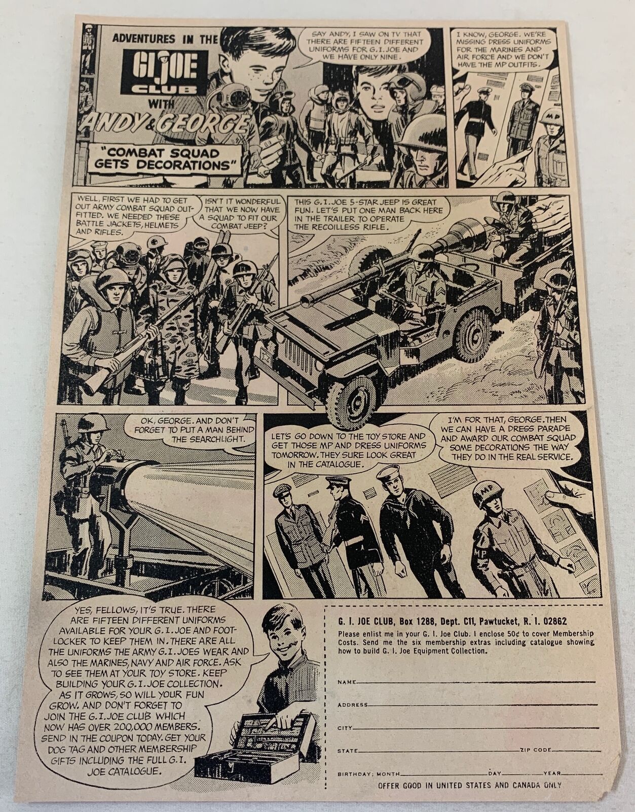 1966 GI JOE ad page ~ ANDY & GEORGE ~ Combat Squad Gets Decorations