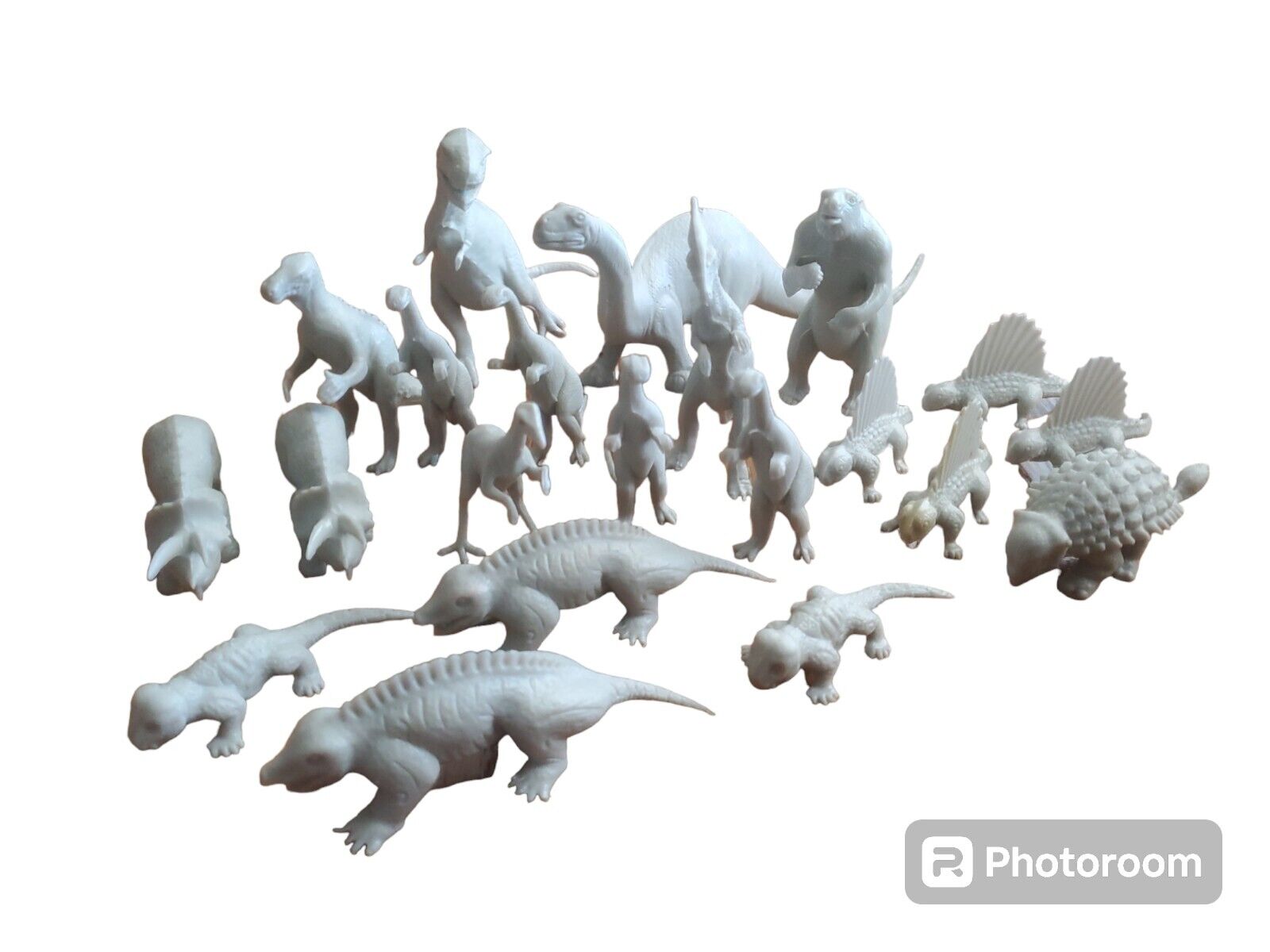 21 Vintage Marx Dinosaurs Lot Gray Plastic Prehistoric Playset Brontosaurus Trex