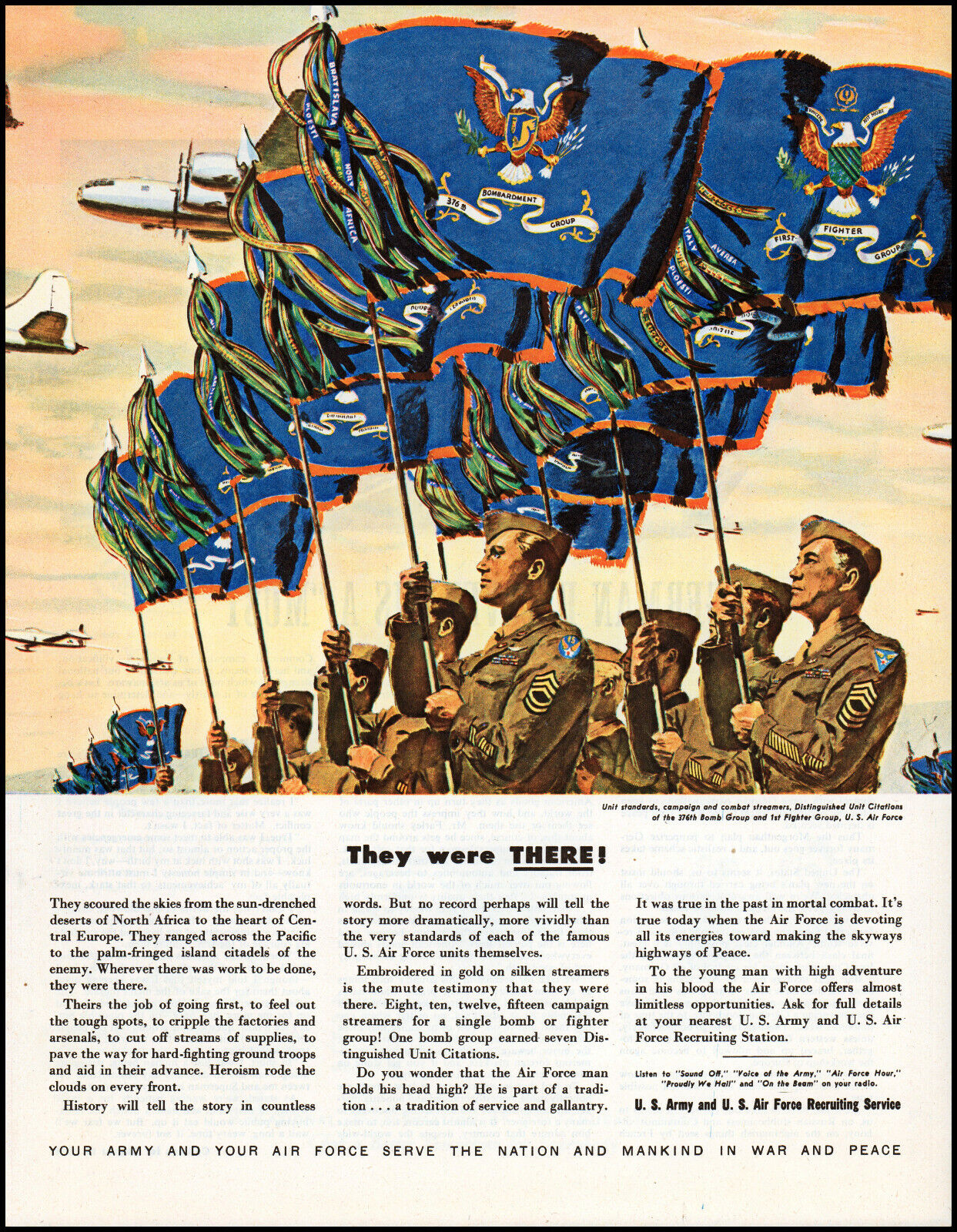1948 U.S. Army U.S. Air Force Recruiting Service 376th vintage art print ad LA9