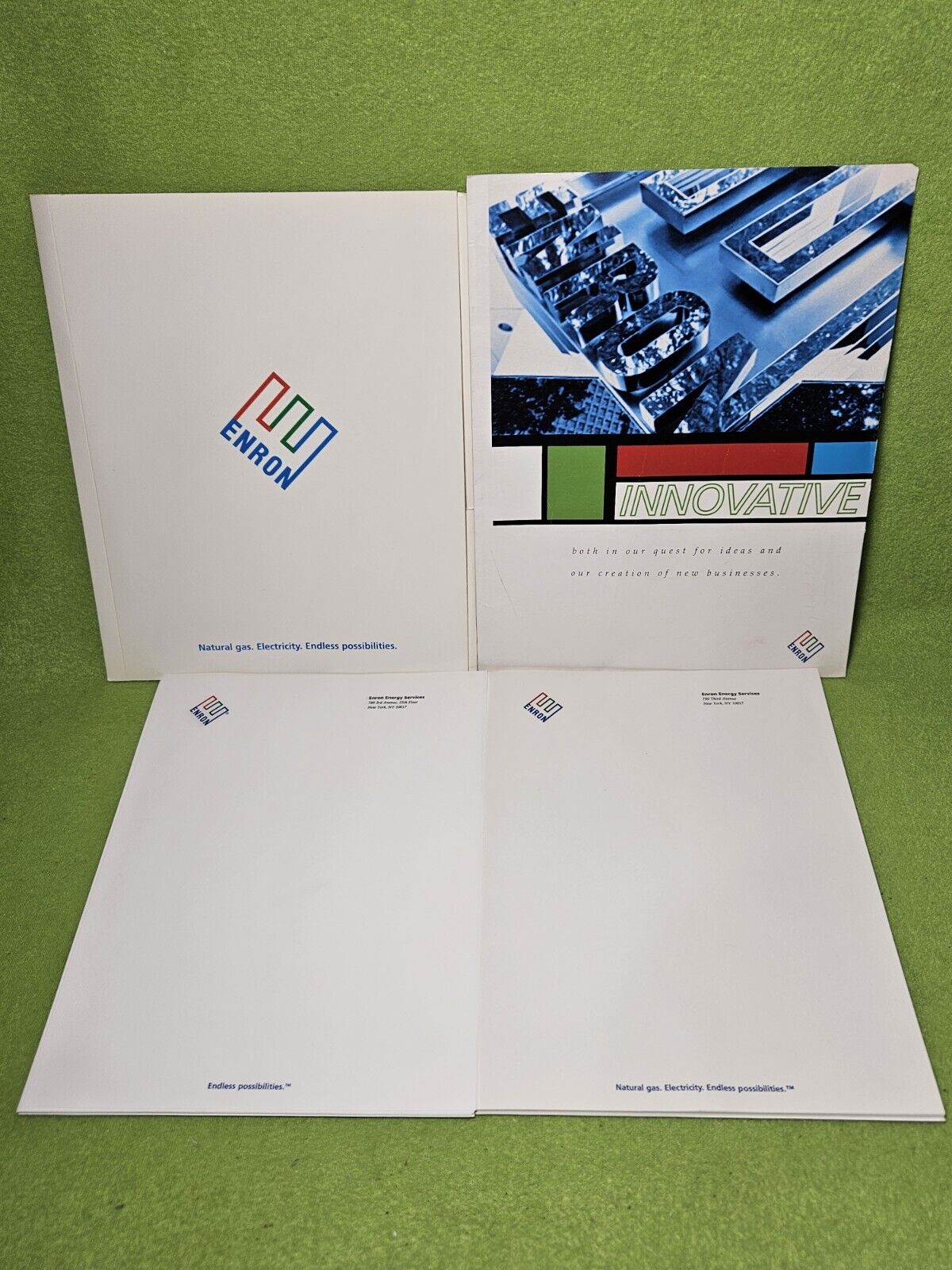 ENRON Corporate Folders & Letter Head Paper Lot - Rare Collector\'s Item
