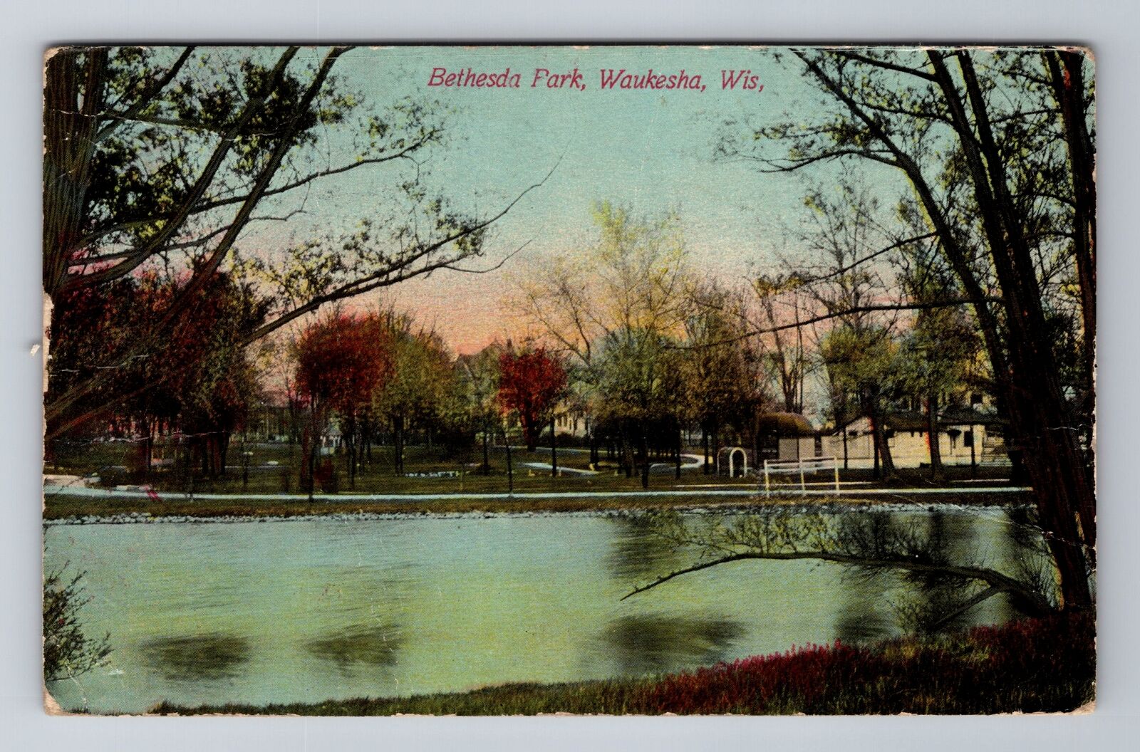 Waukesha WI-Wisconsin, Bethesda Park, c1915 Antique Vintage Souvenir Postcard