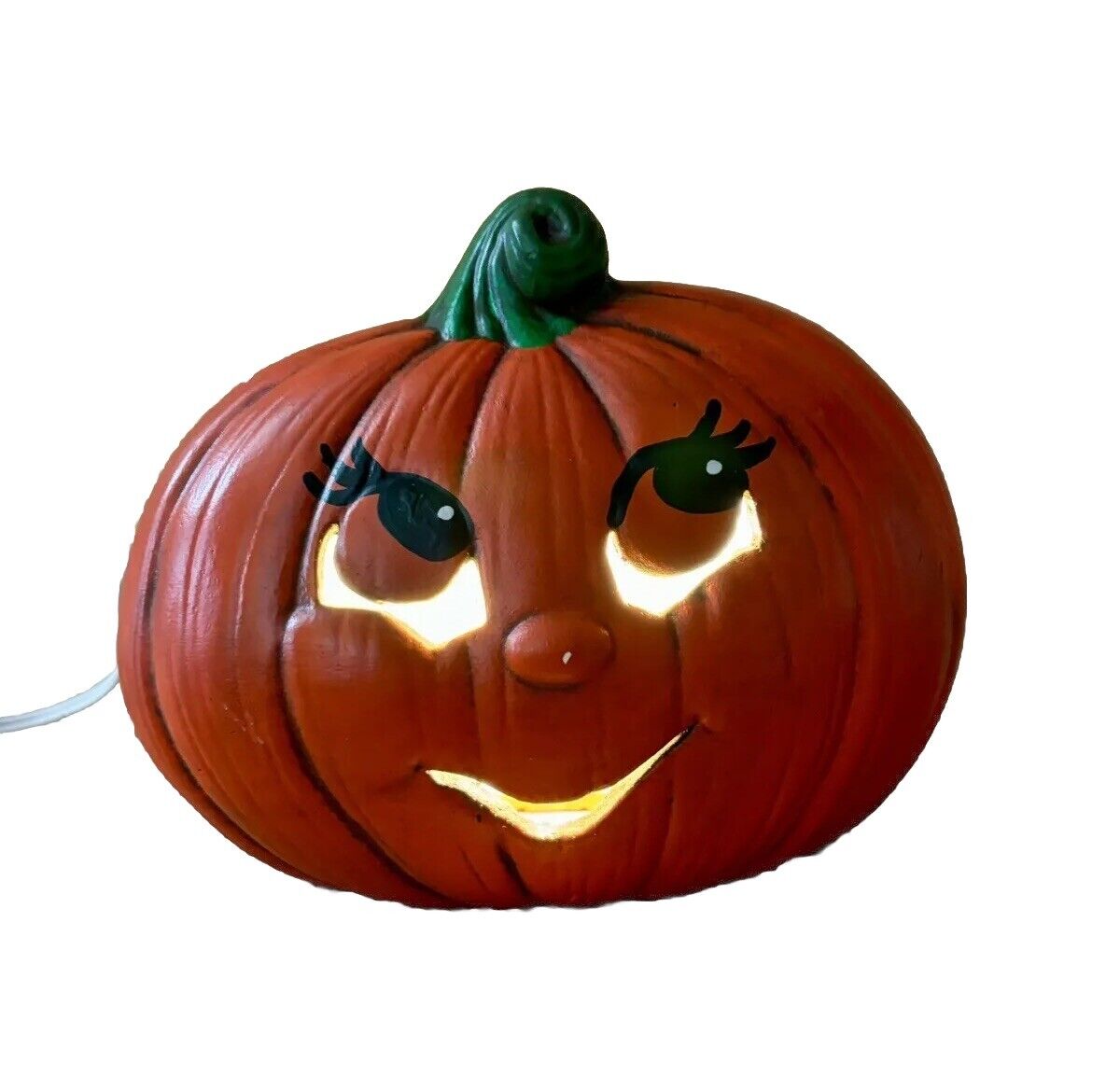 Vintage Halloween Anthropomorphic Ceramic Light Up Pumpkin