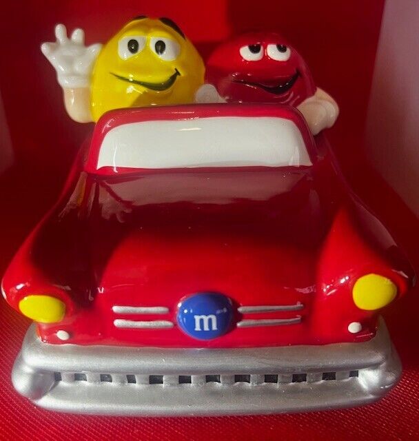 Vintage M&M Red Ceramic Convertible Car Figurine Candy Dish *Damaged, good value