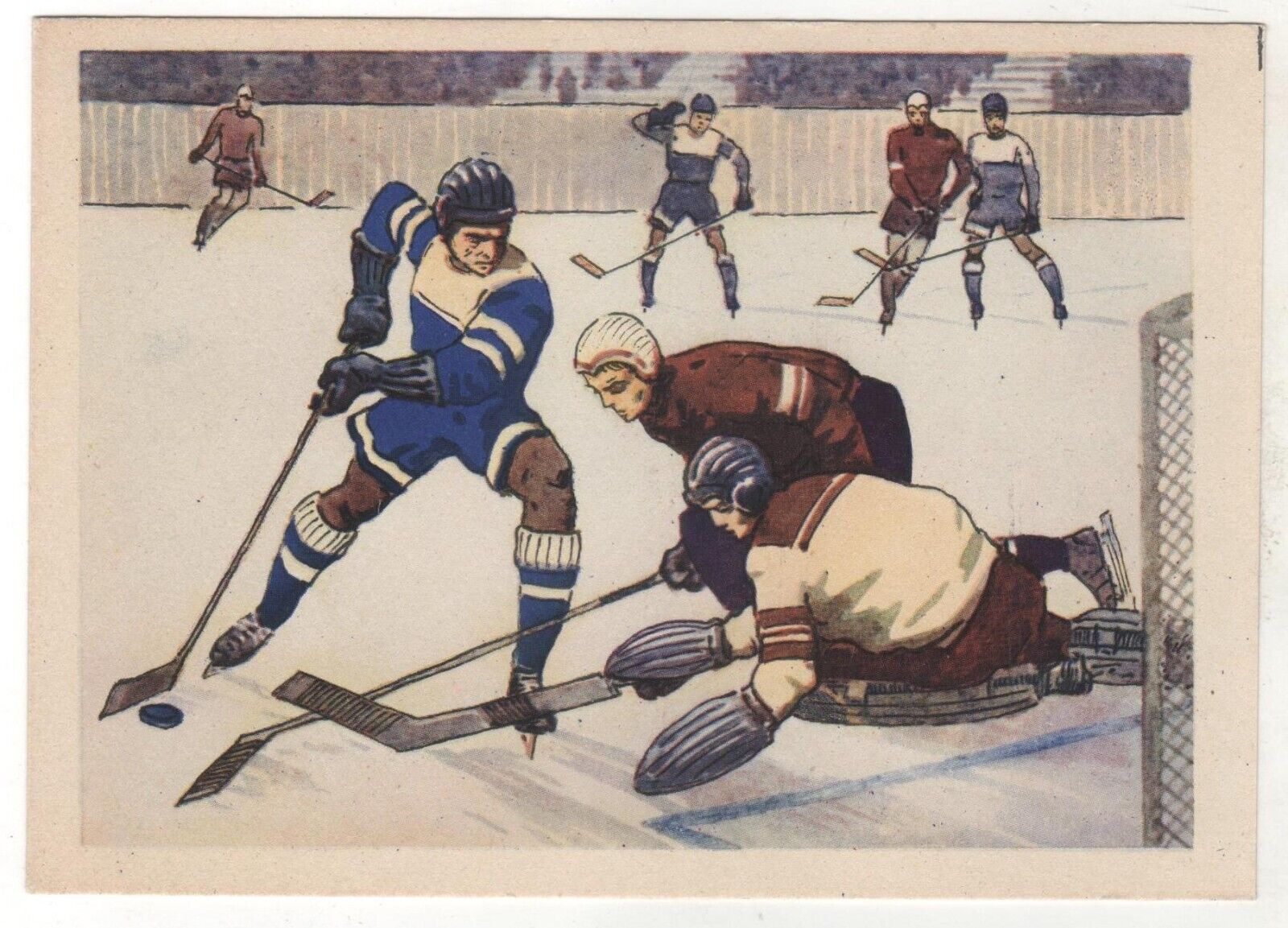 1959 SPORT Hockey players GUY Honored Masters of Sports OLD Russian postcard