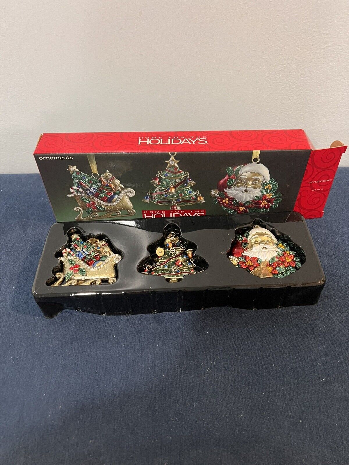 Vintage 2003 Home For The Holidays Metal Ornaments 