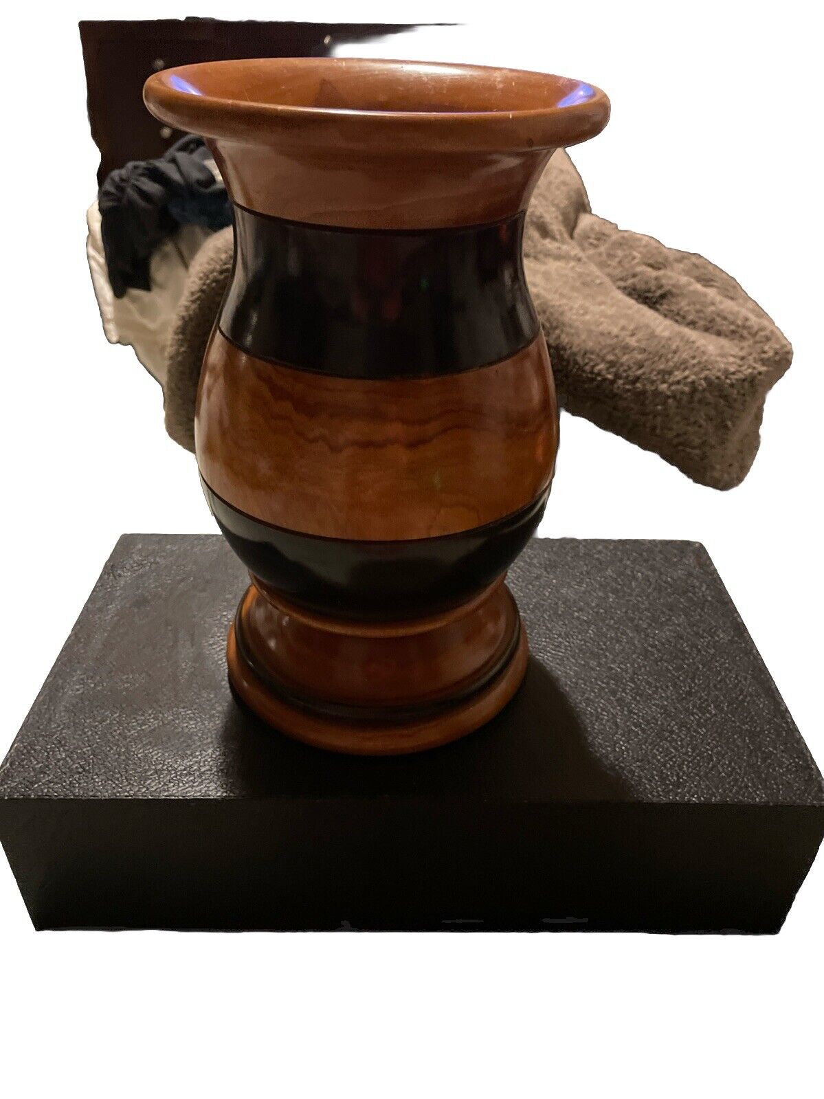 Vintage Two-toned Wooden Vase/Urn