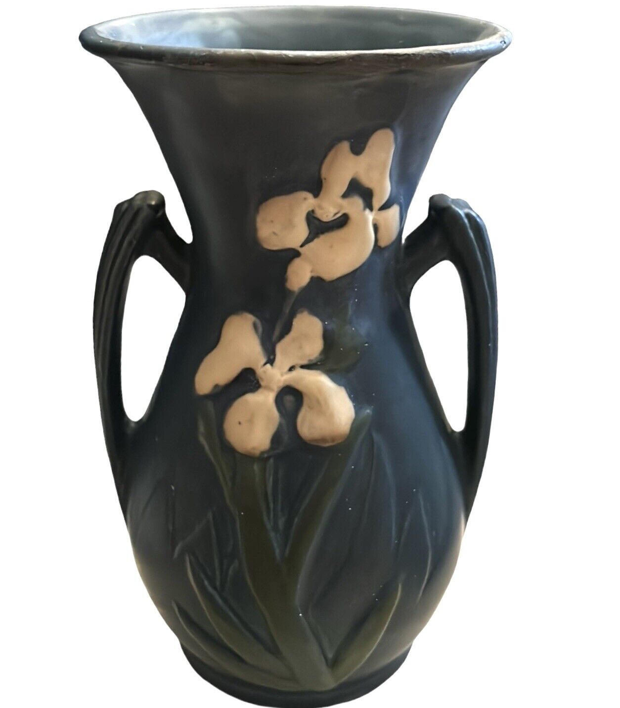Vintage Roseville 920 -7 Blue Iris Vase Double Handle 7\