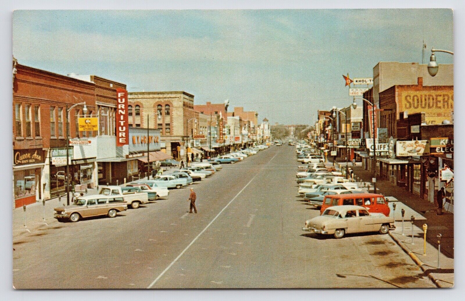 c1950s Downtown Main Street Cars Stores Vintage Kearney Nebraska NE Postcard