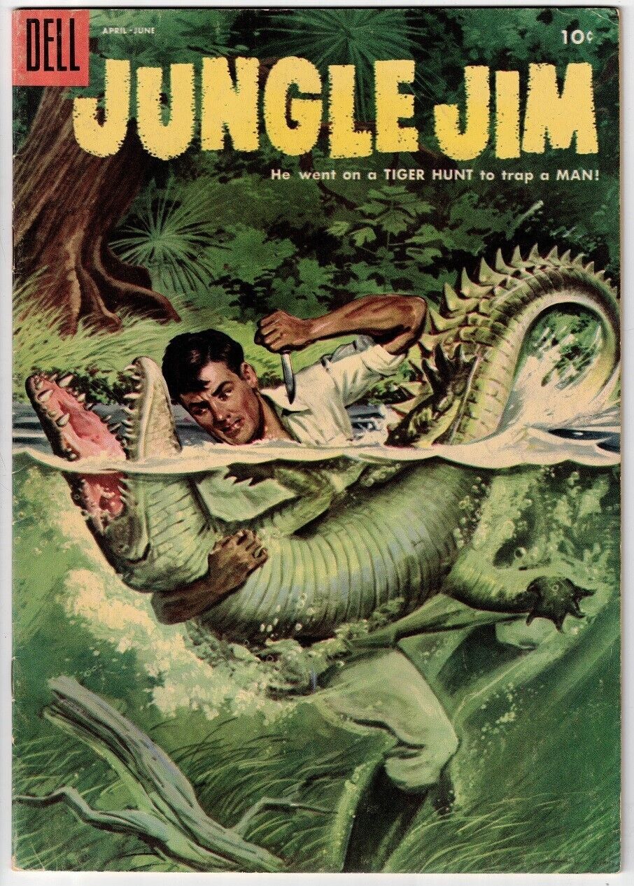 JUNGLE JIM # 5 (DELL) (1955) FRANK THORNE art - PAINTED COVER