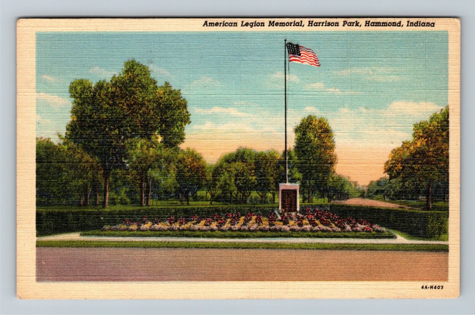 Hammond, IN-Indiana, American Legion Memorial, Flag  c1965 Vintage Postcard