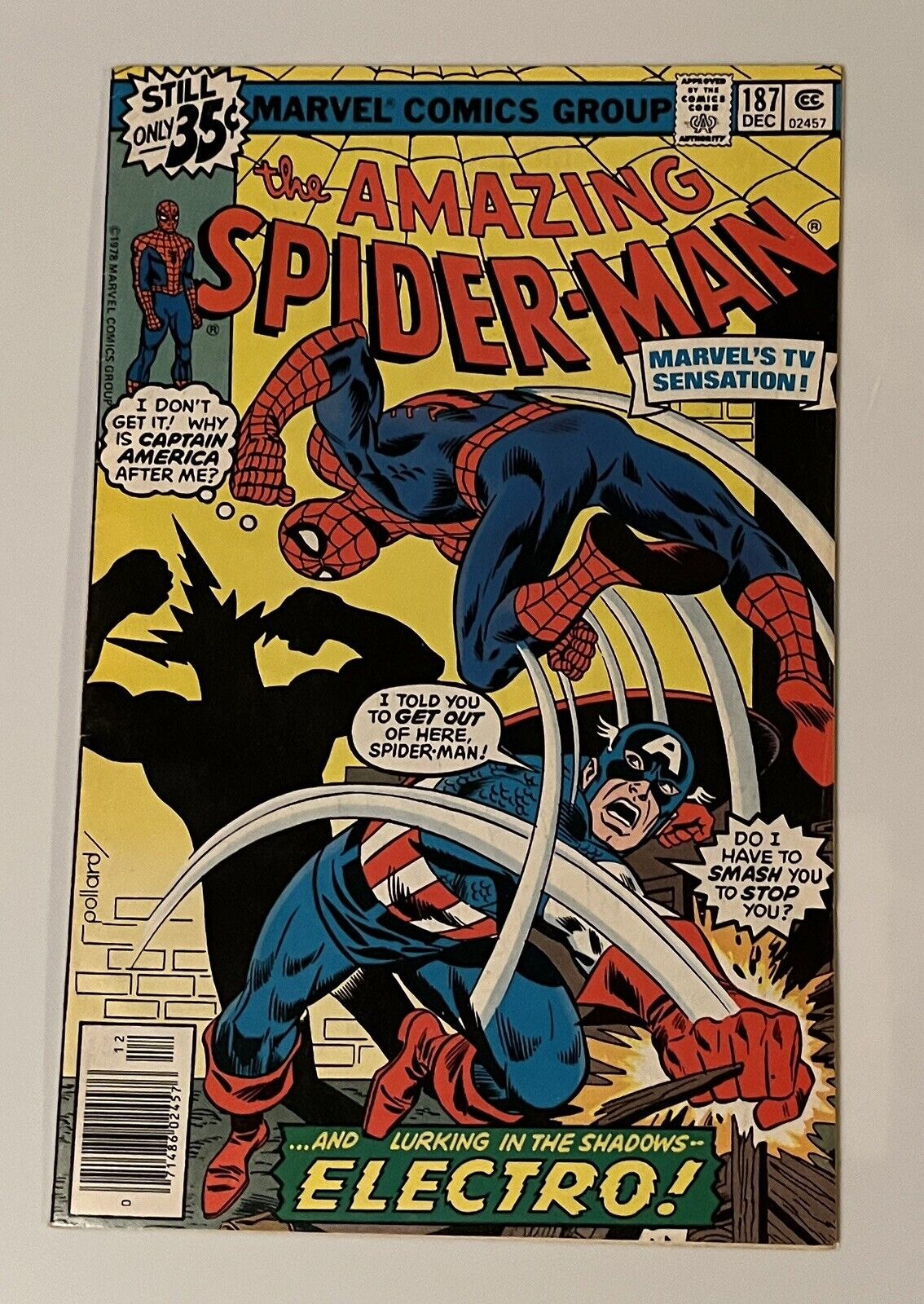 Amazing Spider-Man #187 (Marvel Comics 1978)  Captain America, Electro (VG/F)