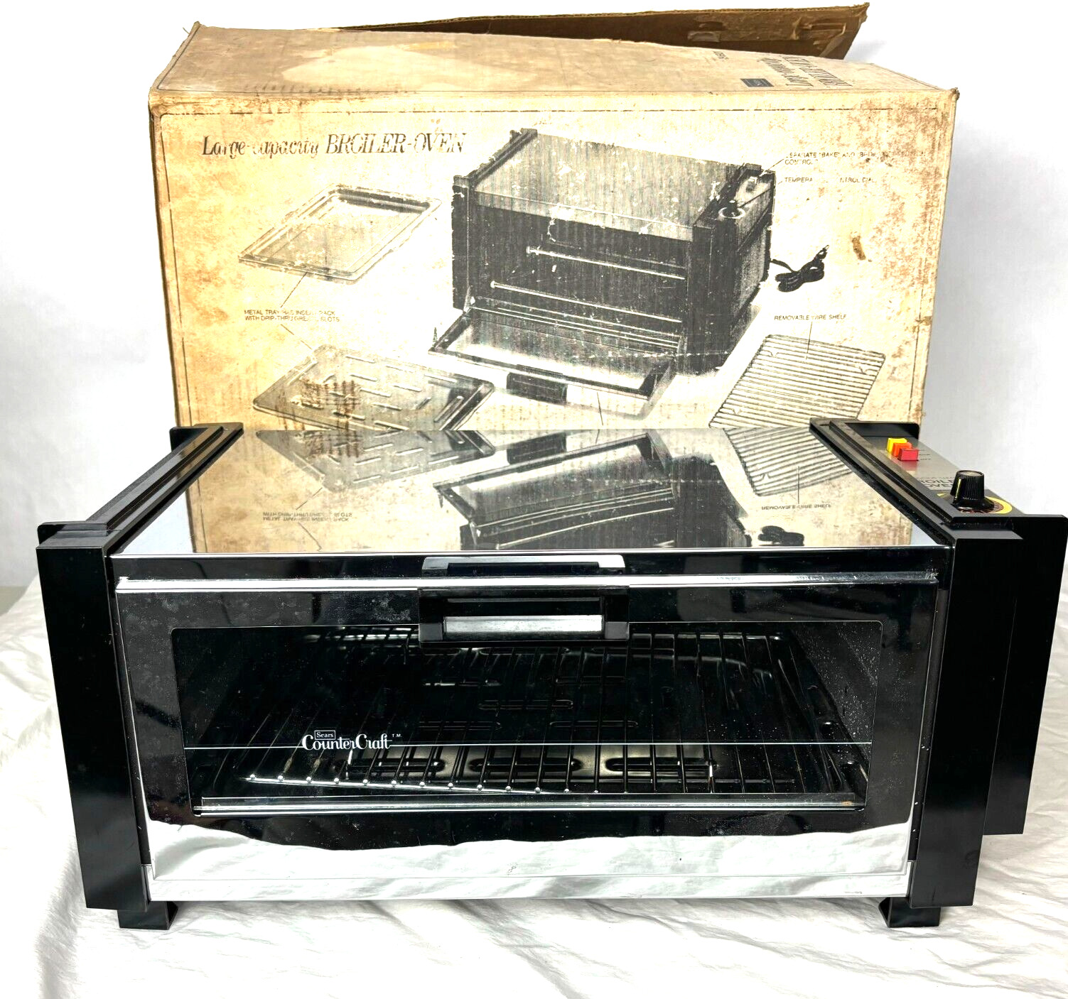 Sears  Model 346921 Oven Bake Broiler Flip Chrome Toaster Oven Mirrored Vintage