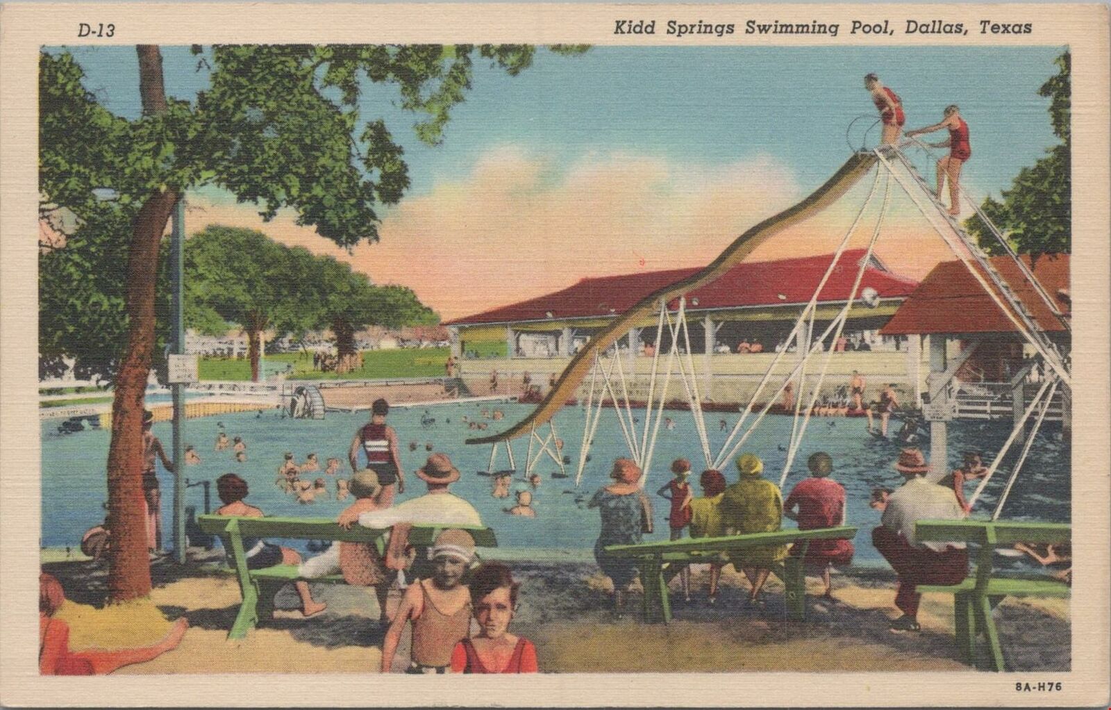 Postcard Kidd Springs Swimming Pool Dallas Texas TX 