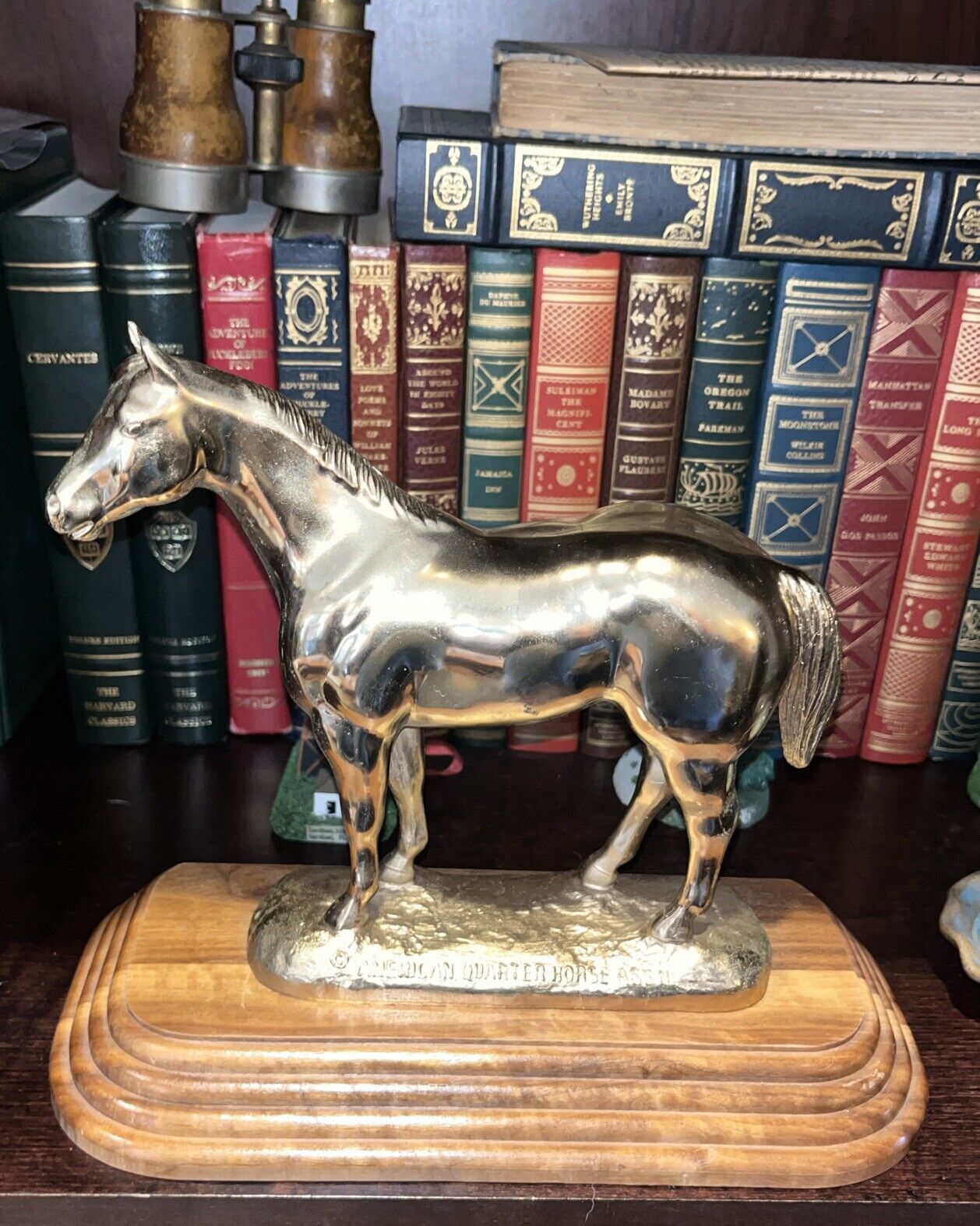Vintage Solid Brass 5lb Statue Trophy American Quarter Horse Association