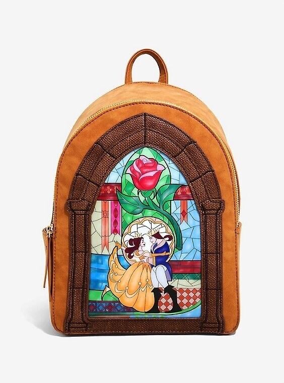 NEW Danielle Nicole Disney Beauty and the Beast Stained Glass Arch Mini Backpack