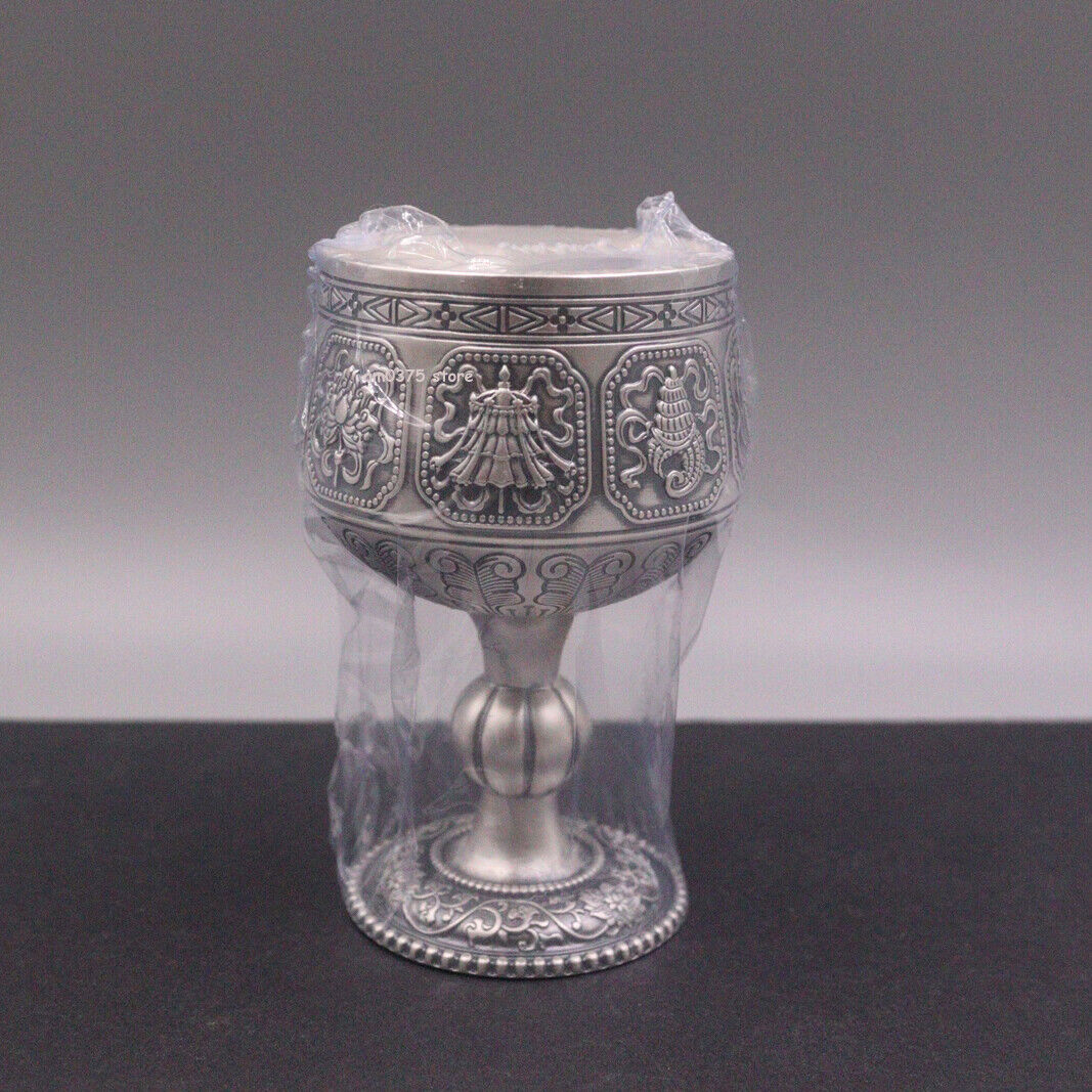 Vintage Pure 999 Fine Silver Goblet Gossip Eight Treasure Wine Cup Sets Cups  