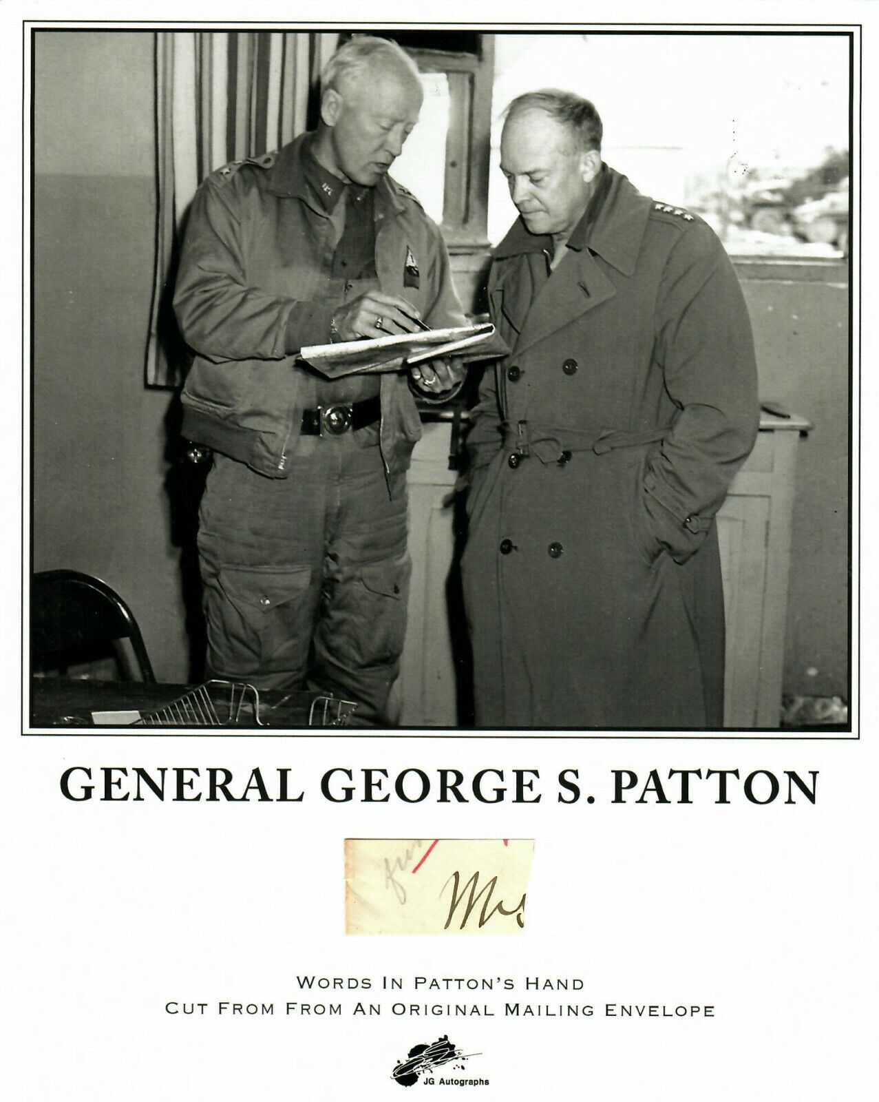 Vintage “George S. Patton Hand Written Word From A Mailing Envelope COA