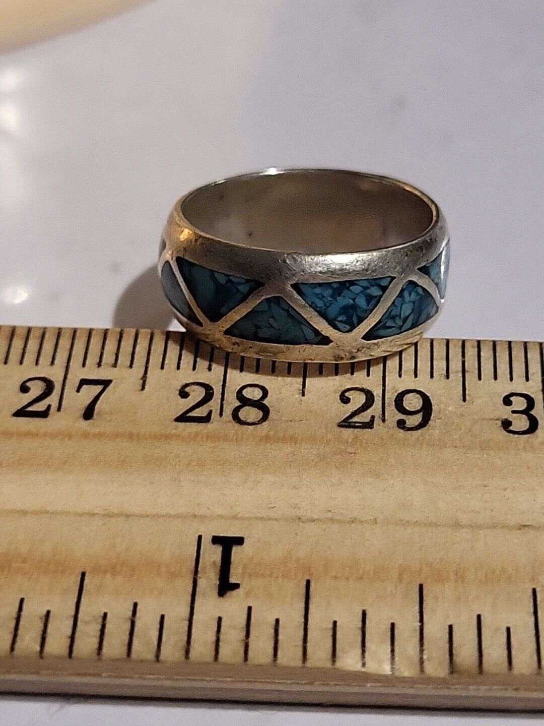 Native American Sterling Silver  Turquoise  Inlay Ring 