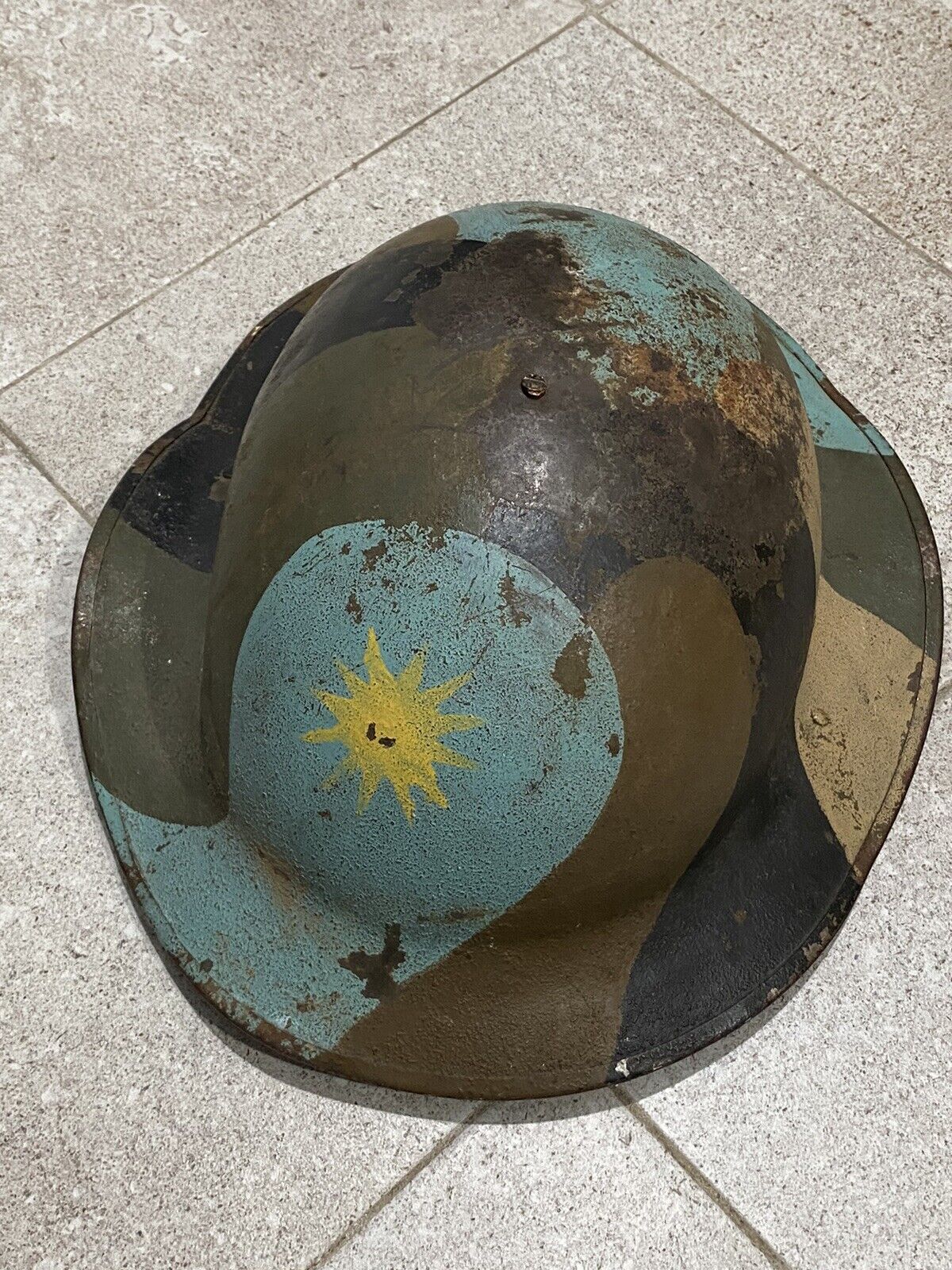 RARE Original WWI U.S. Brodie Steel Combat Helmet 1917-18 Doughboy Camouflage