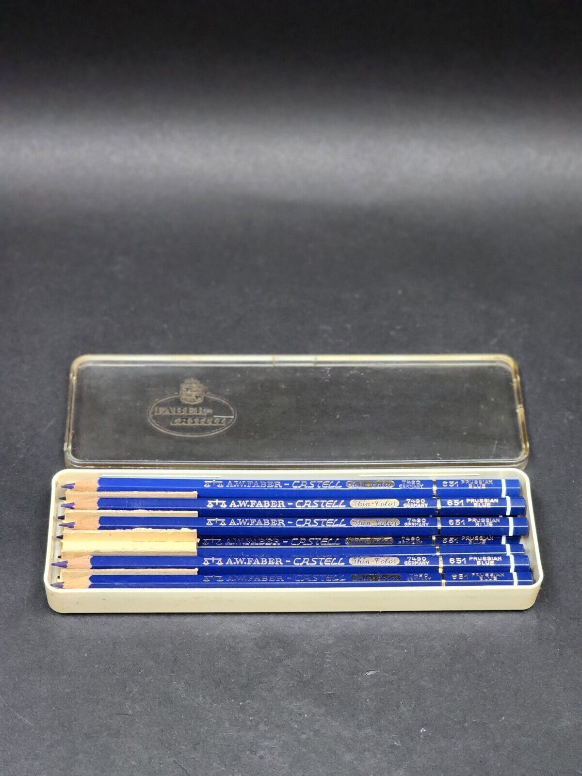 Vintage A.W. Faber Castell Thin Color 7490 Germany 651 Prussian Blue Missing One