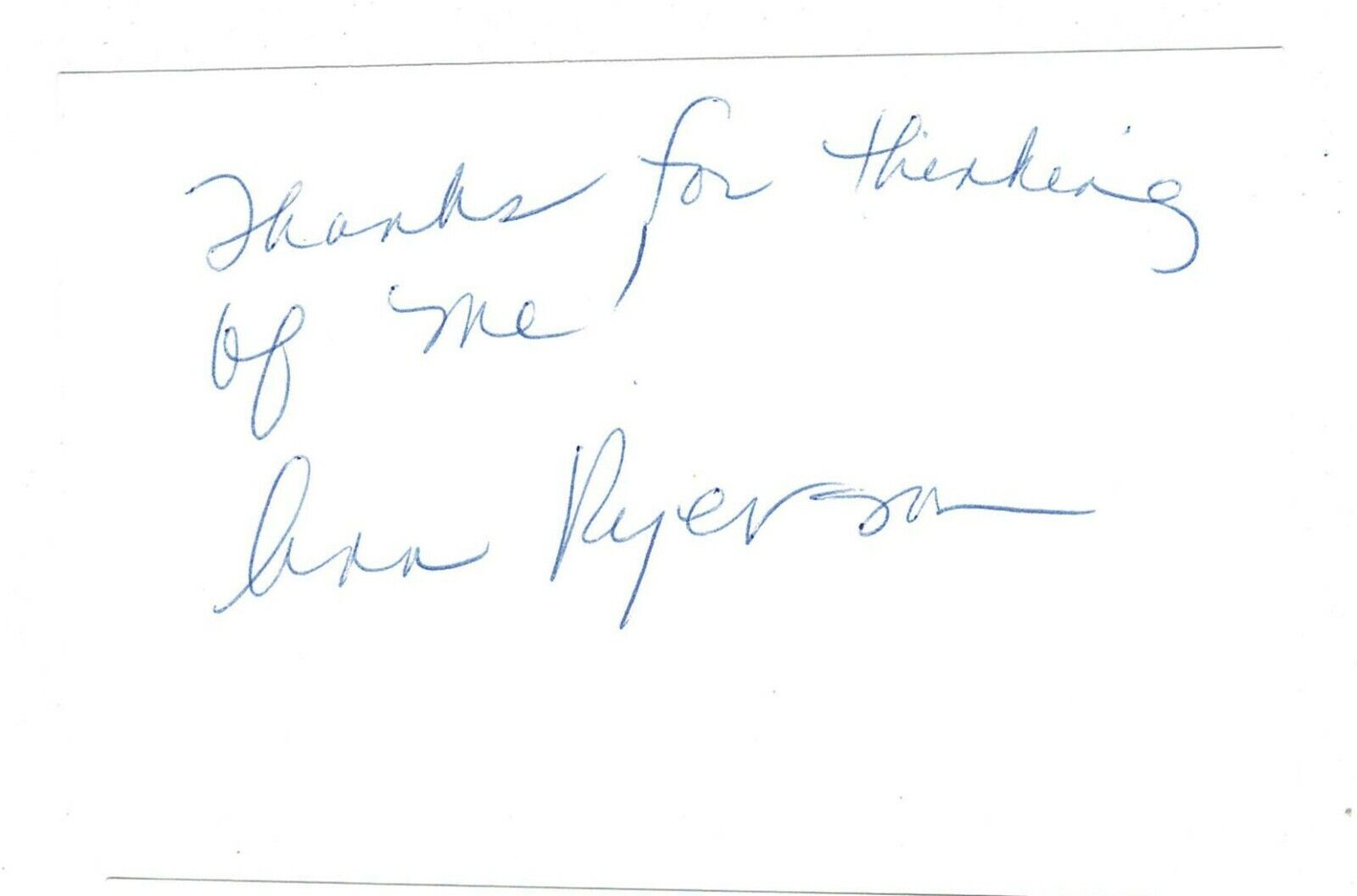 Ann Ryerson signed autographed index card AMCo 11264