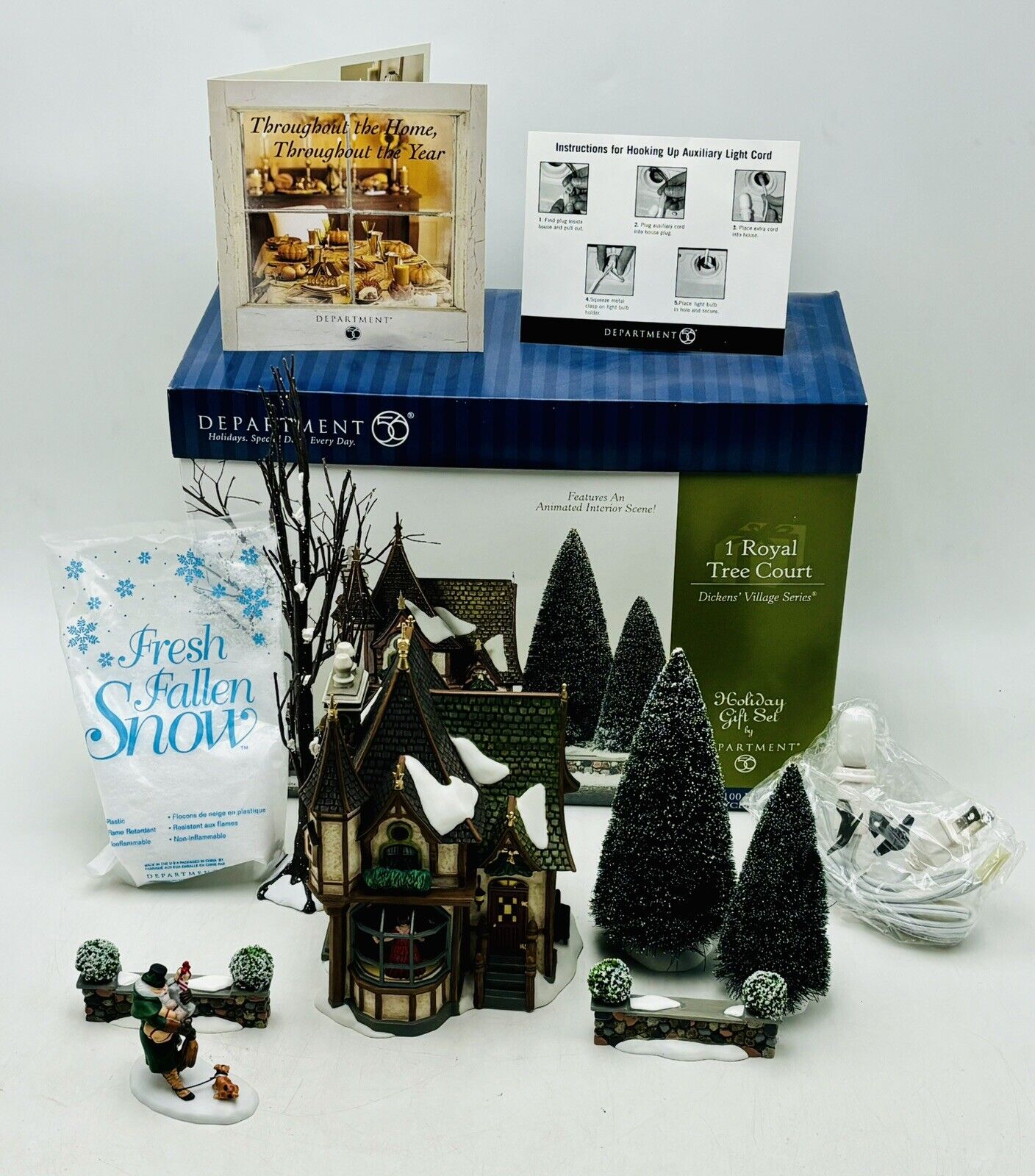 Dept 56 Dickens Village 1 Royal Tree Court 8 Piece Set Animated New