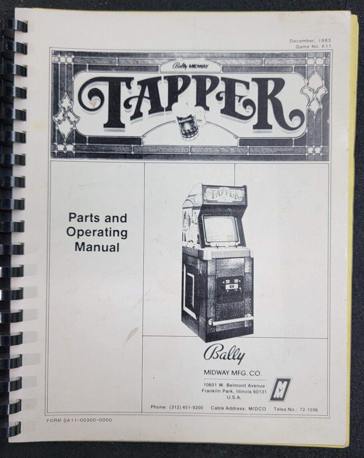 ORIGINAL Tapper Bally Midway Arcade Game Manual Vintage 1983