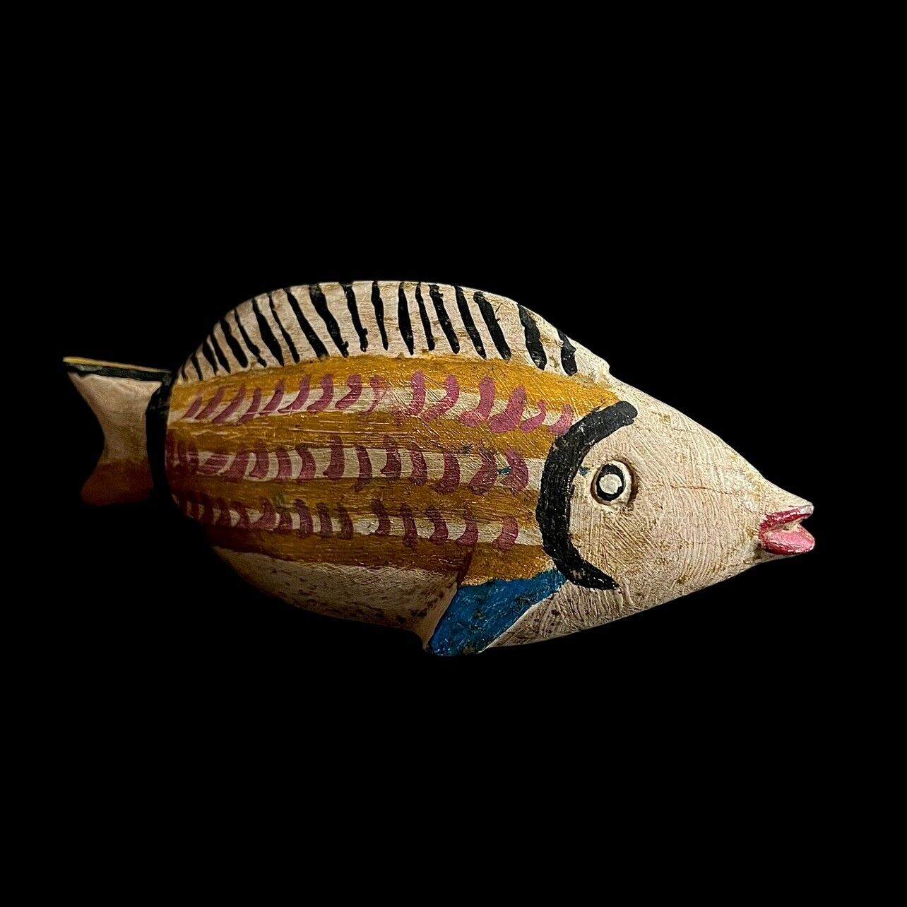 African Bozo Fish puppet Statue Wood Handmade Collectibles Figur wall mask-G1982