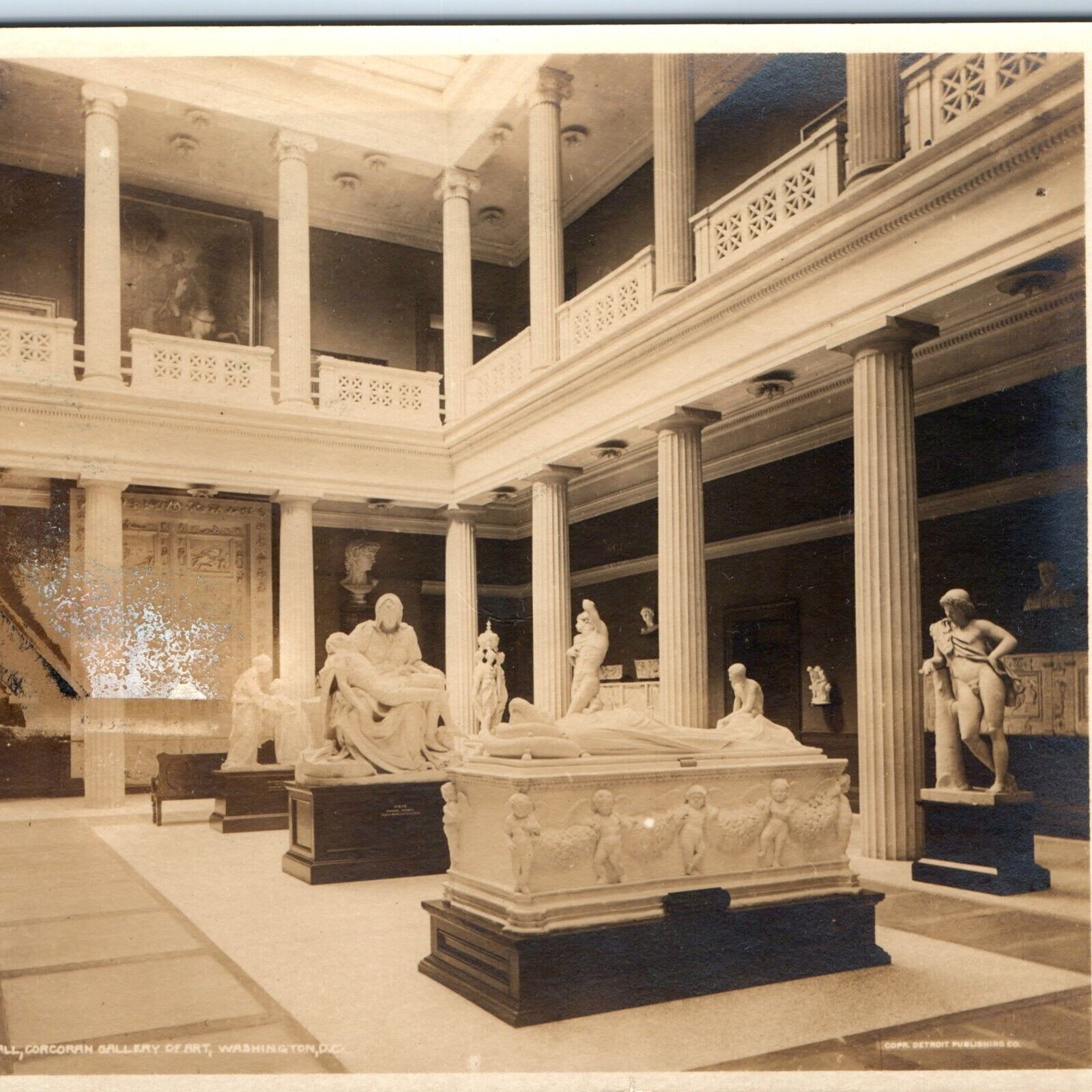 c1920s Washington DC RPPC Corcoran Sculpture Hall Photo Art Gallery Postcard A97