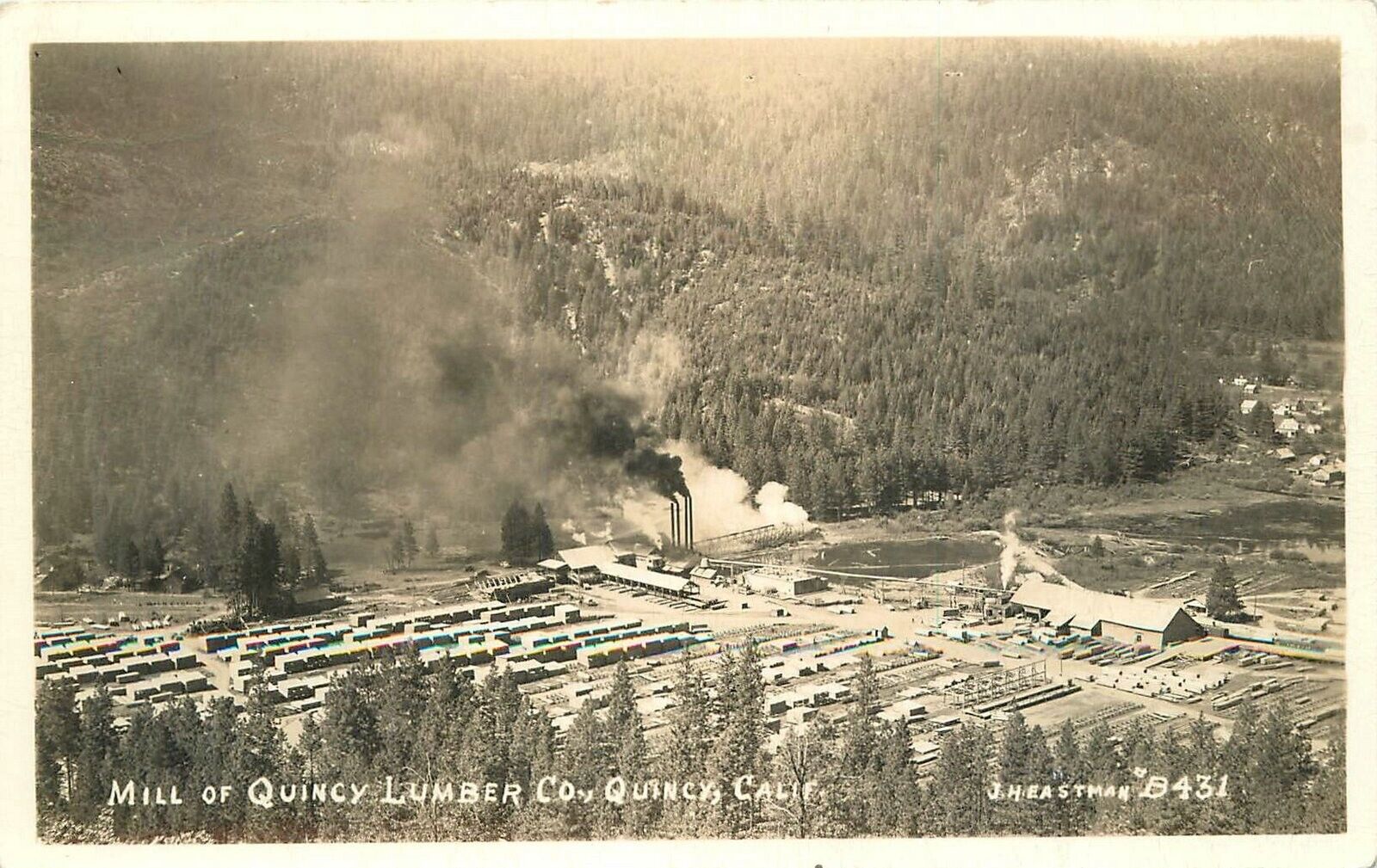Postcard RPPC California Quincy Mill lumber logging Eastman Birdseye 23-2306