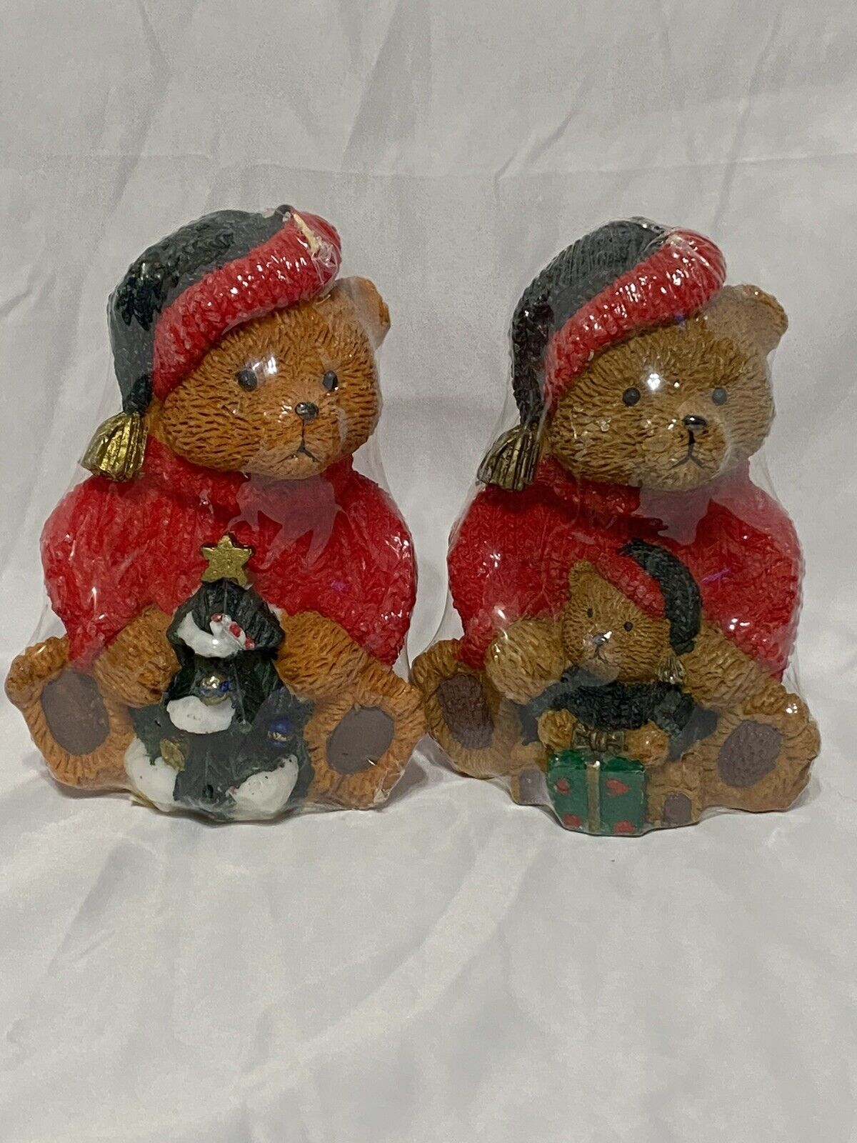 NOS - 2  Walmart Christmas Sitting Teddy Bear 6” Candles Still Wrapped READ