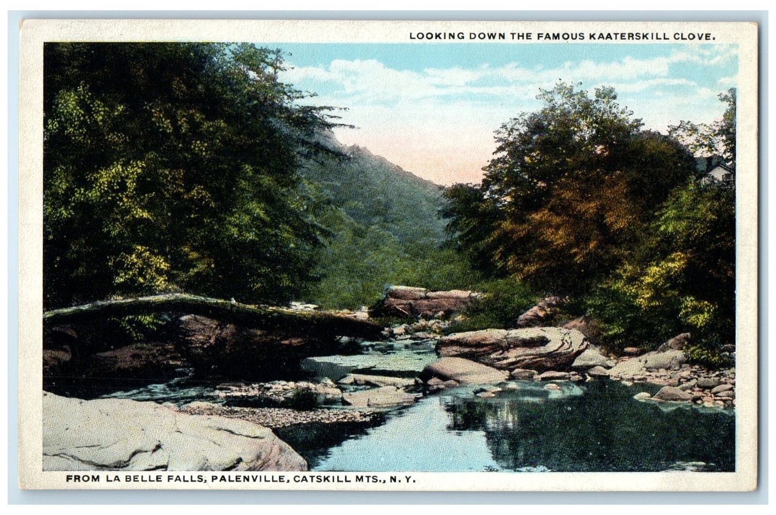c1920's Famous Kaaterskill Clove From La Belle Falls Catskill New York Postcard