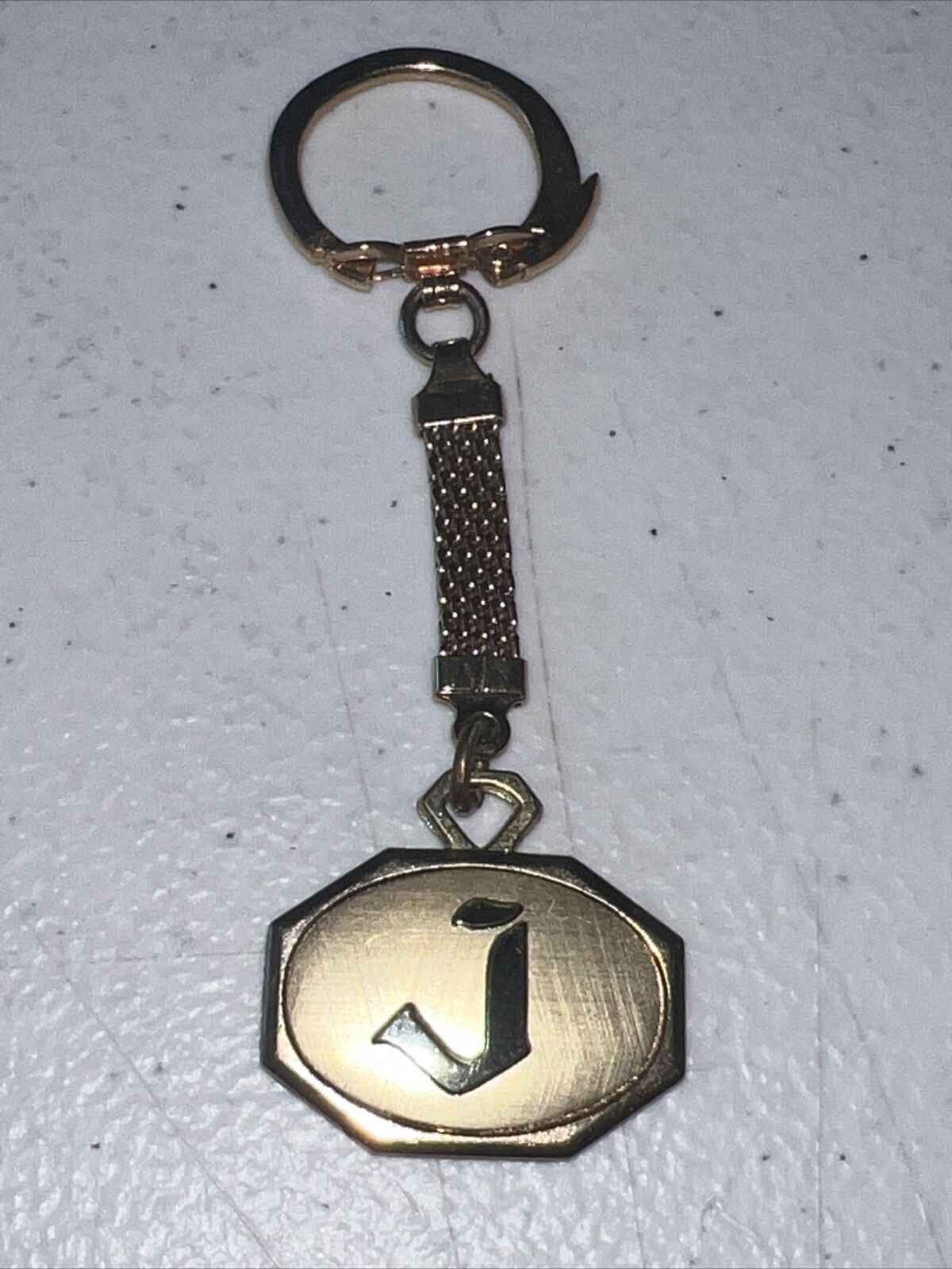 vintage gold key chain initial letter J