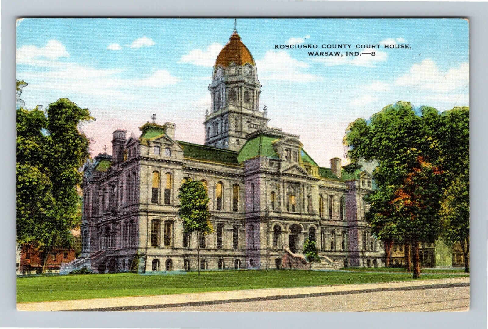 Warsaw IN-Indiana, Kosciusko County Courthouse, Vintage Postcard