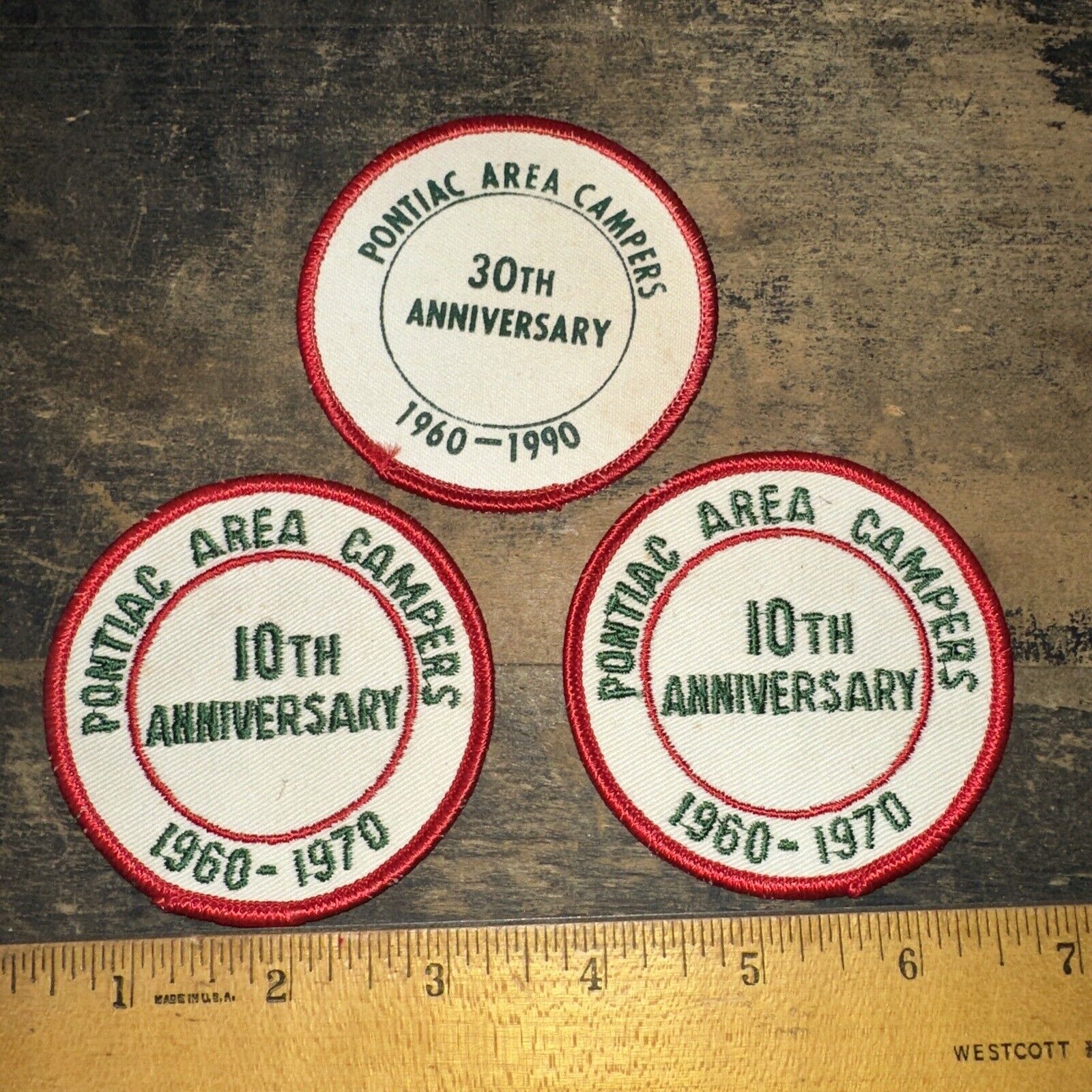 3 Pontiac Area (Campers Patches) 10Th Anniversary & 30Th Anniversary ￼1960-1970