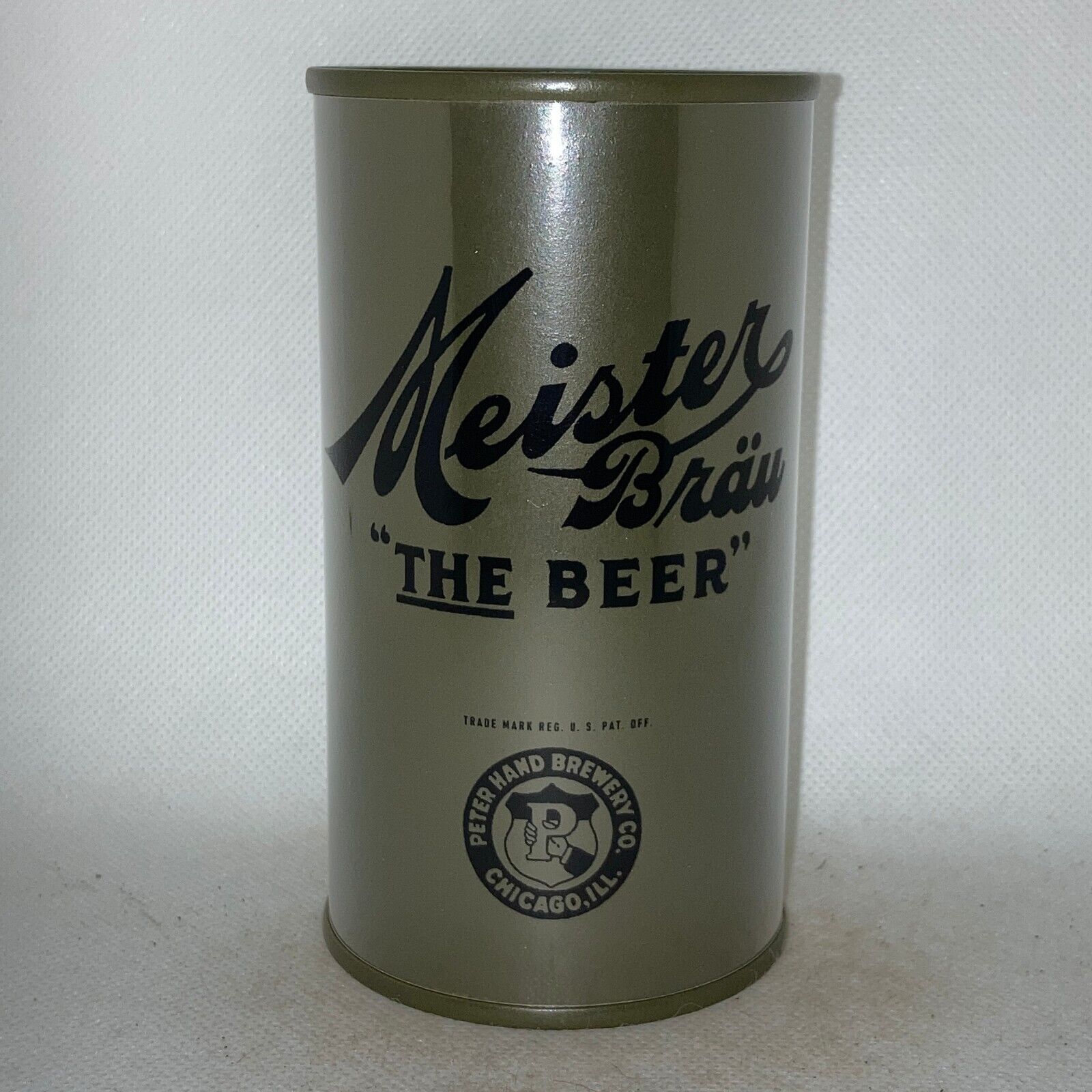 Meister Brau WWII Olive Drab REPLICA / NOVELTY beer can, plastic label